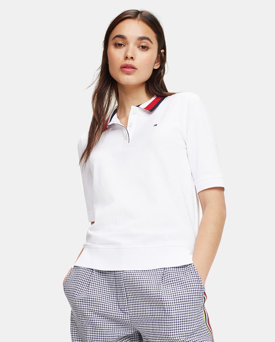 Tommy Hilfiger Cotton White Polo Shirt With 3/4 Sleeves - Lyst