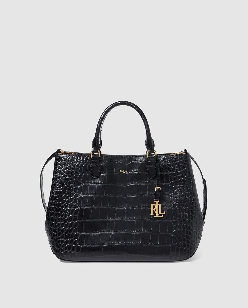 Download Lauren by Ralph Lauren Black Leather Handbag With Mock ...