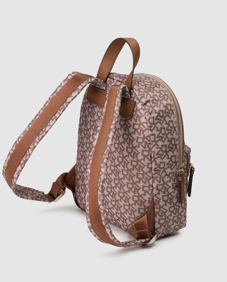 DKNY Synthetic Small Taupe Backpack With Logo Print in Brown Lyst