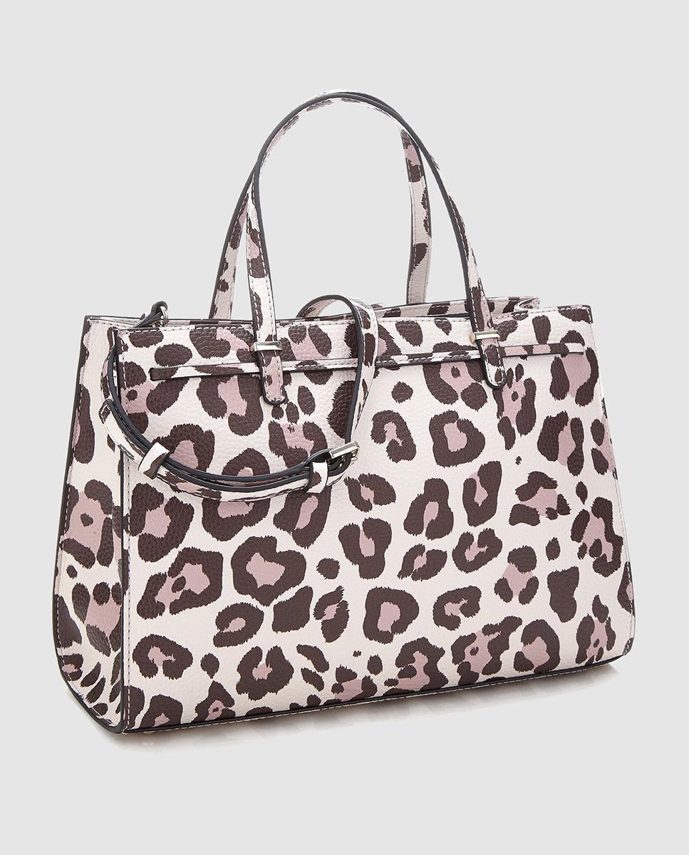 Women S Leopard Print Handbag With Bow Detail