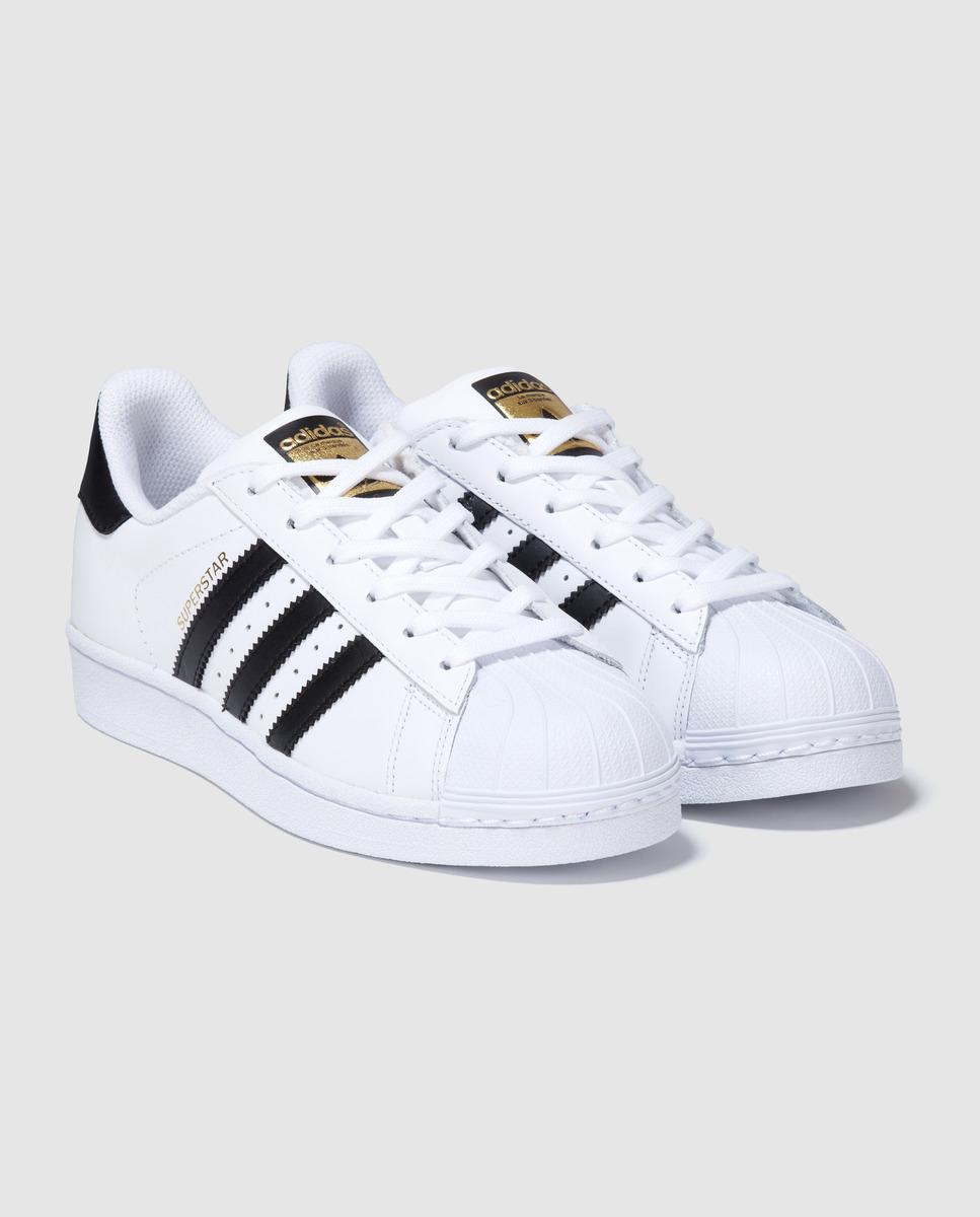 Adidas Superstar White Leather Trainers With Three Stripes Lyst