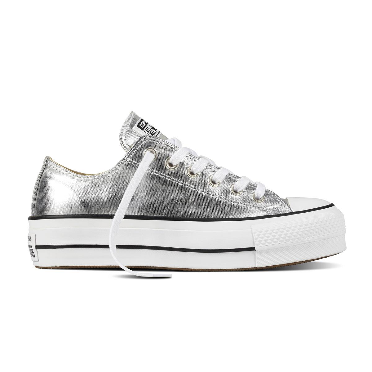 converse silver trainers