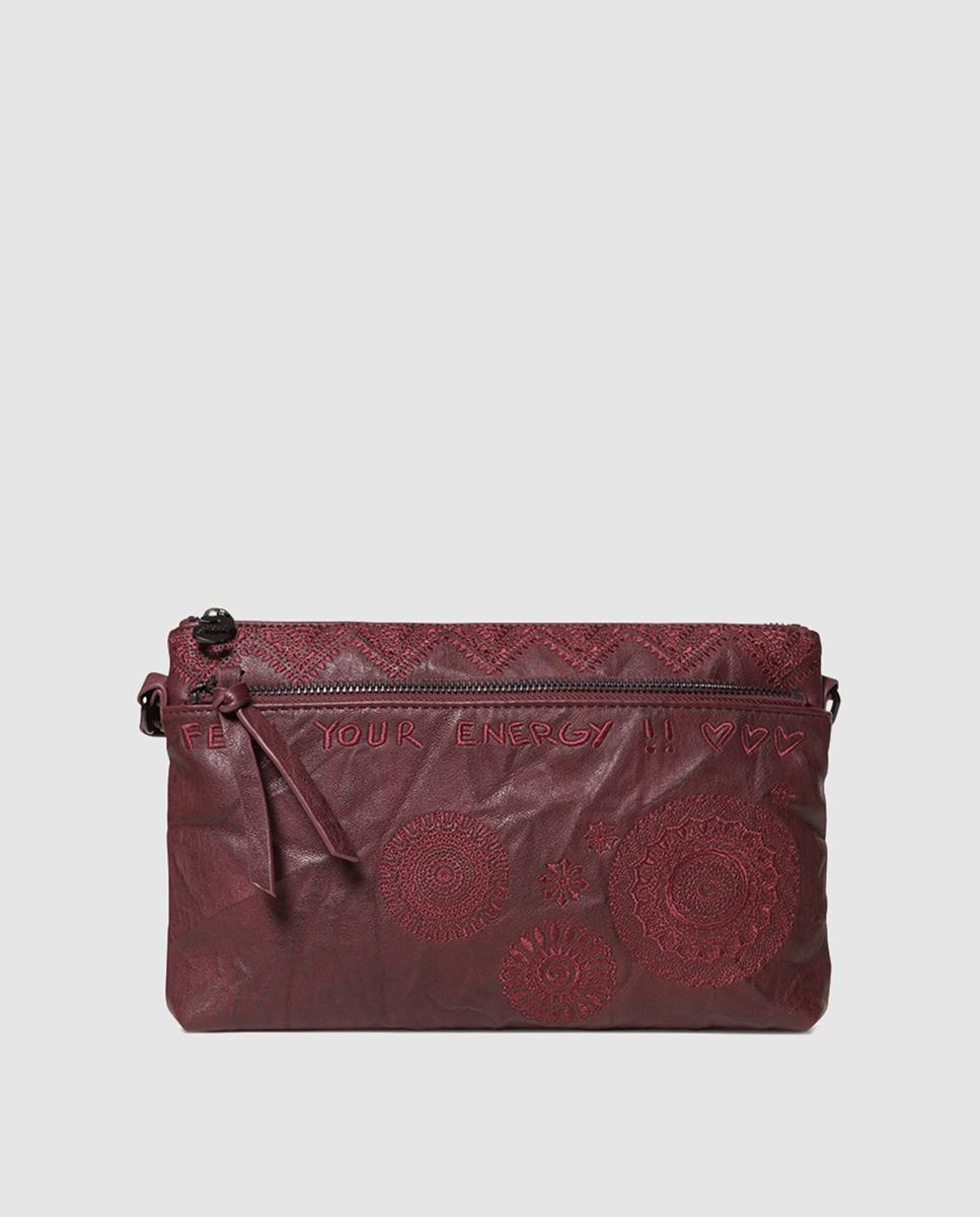 Desigual Cotton Albita Durban Burgundy Crossbody Bag With Mandala Embroidery in Purple - Lyst