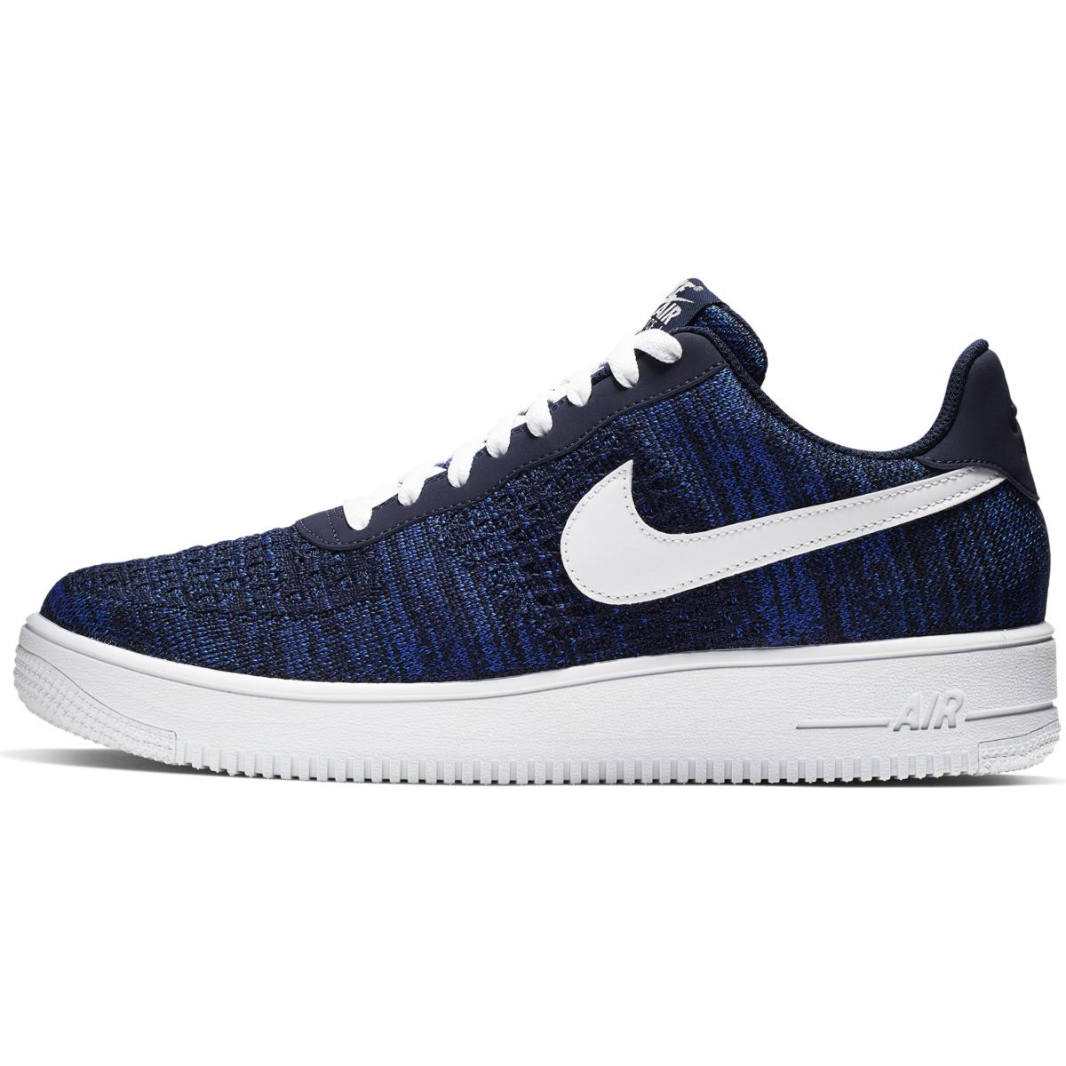 nike air force 1 flyknit trainers in navy