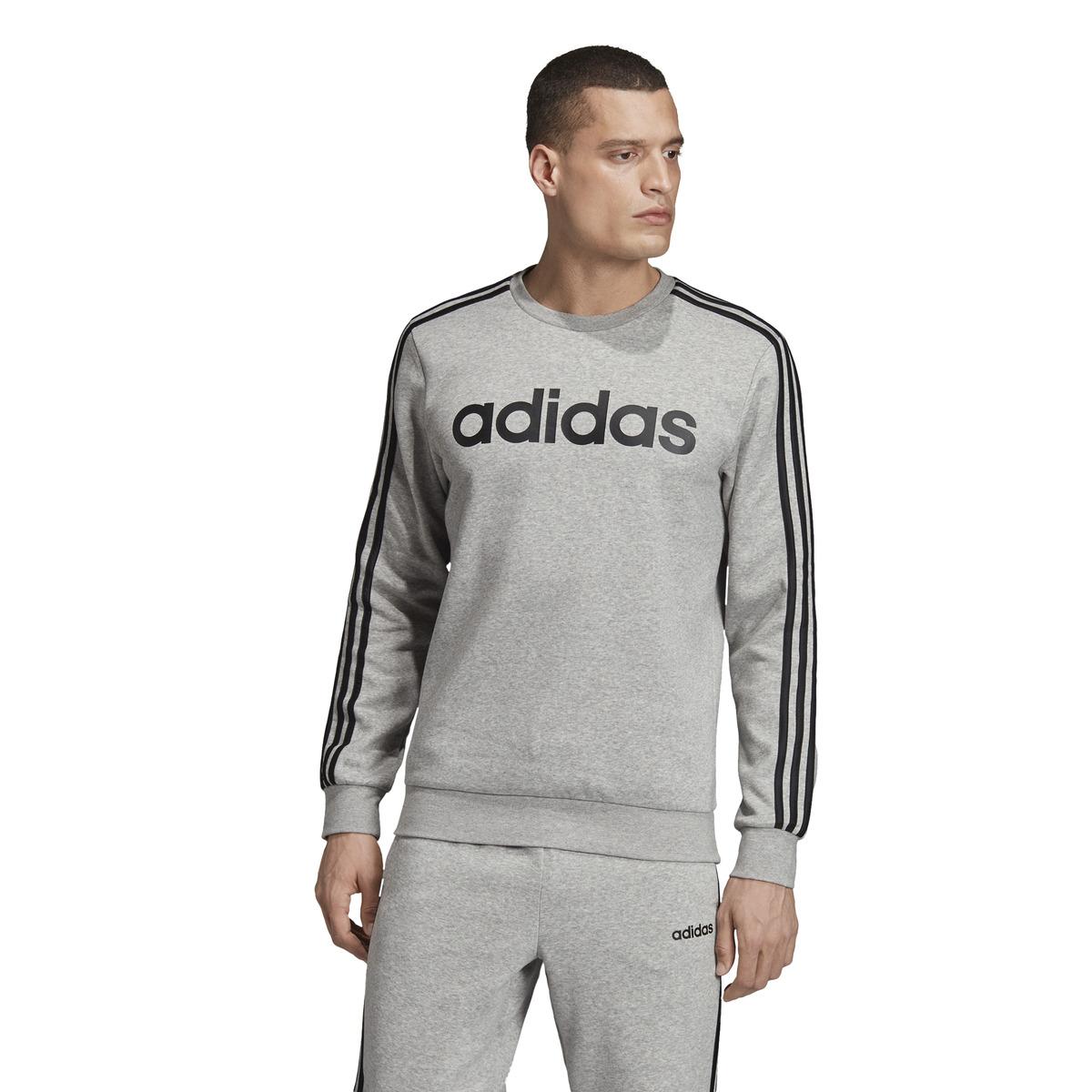 adidas Essentials 3 Stripe Sweatshirt in Grey (Gray) for Men - Lyst