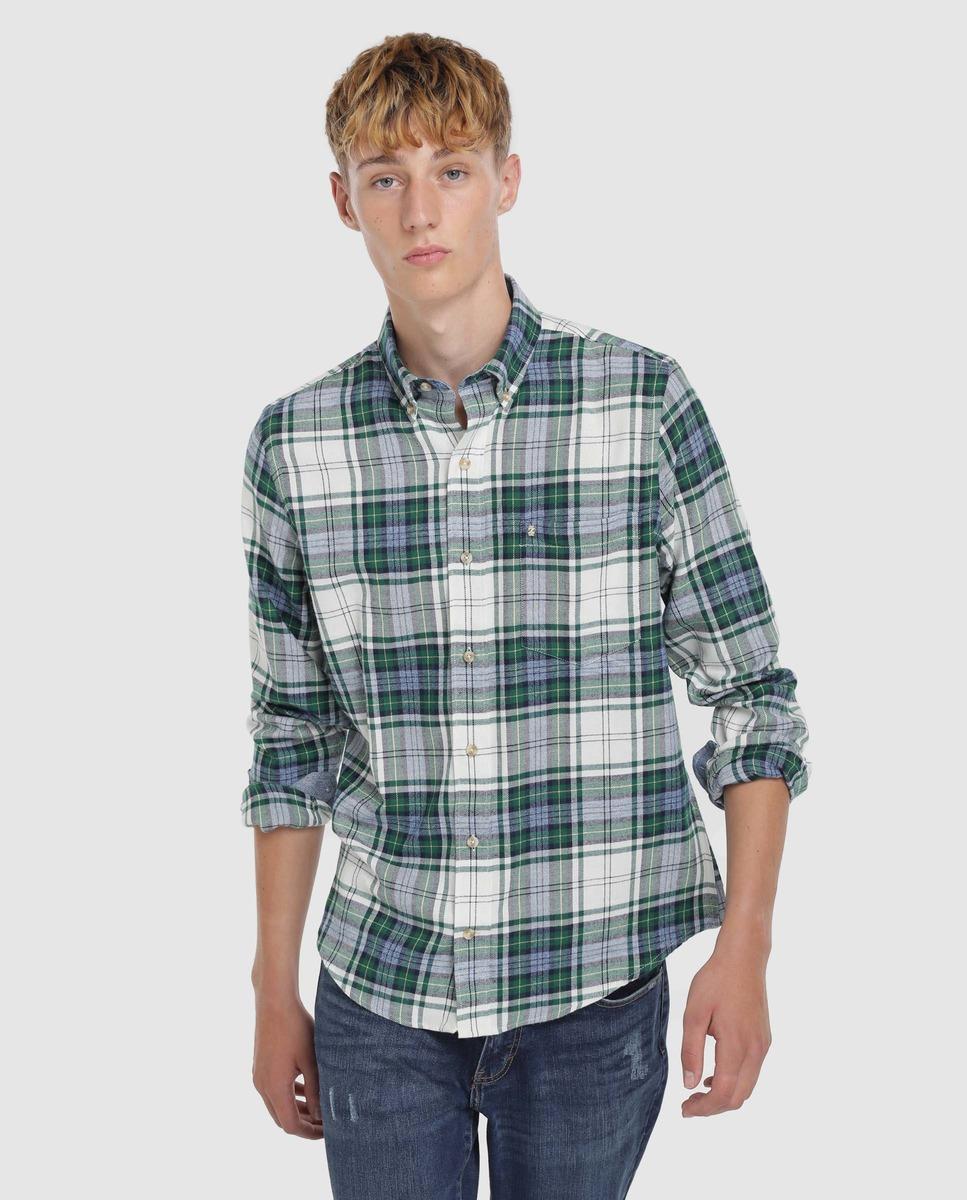 Izod Mens Regular Fit Green Checked Flannel Shirt for Men - Lyst