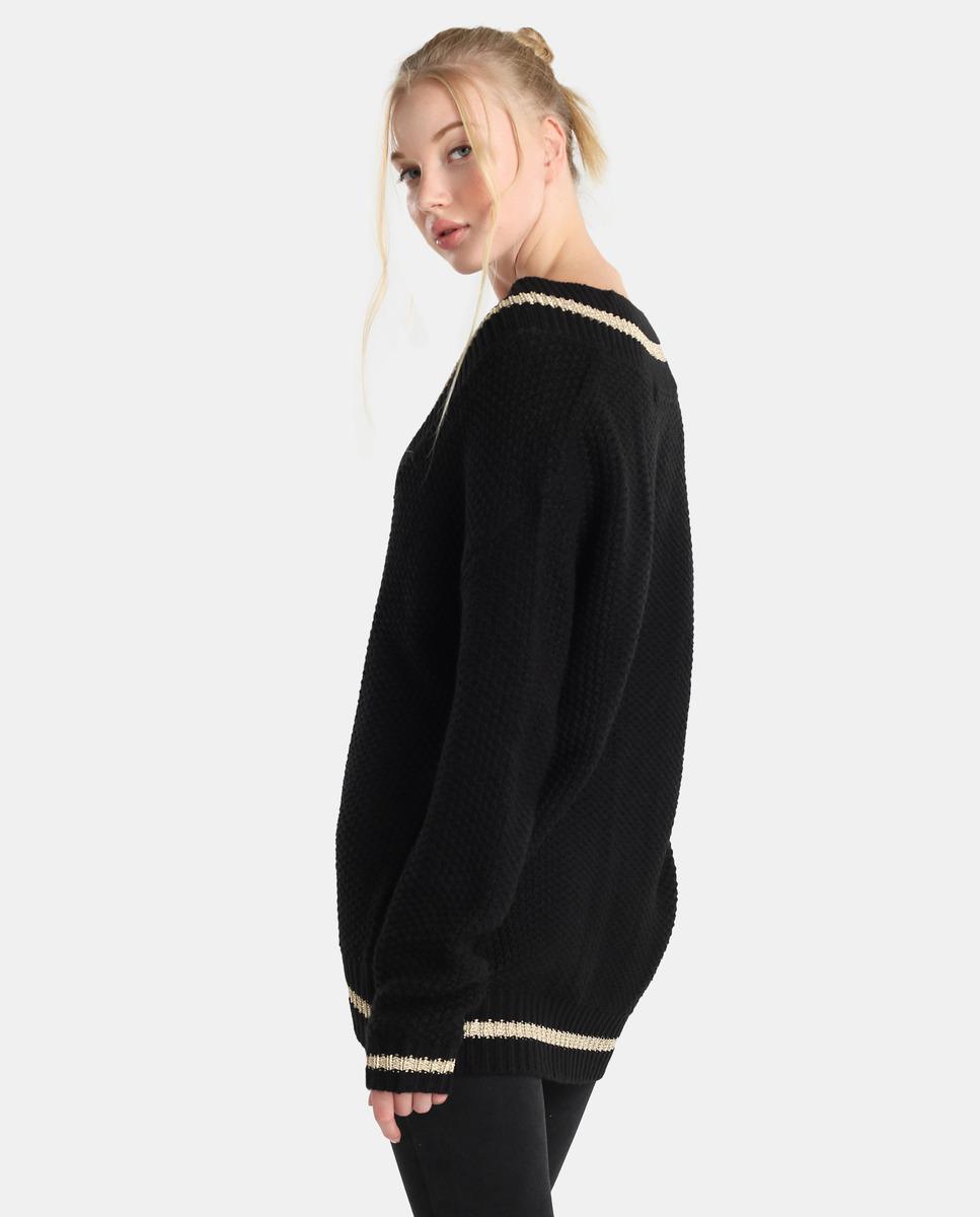 Lyst - Guess Oversized V-neck Sweater in Black