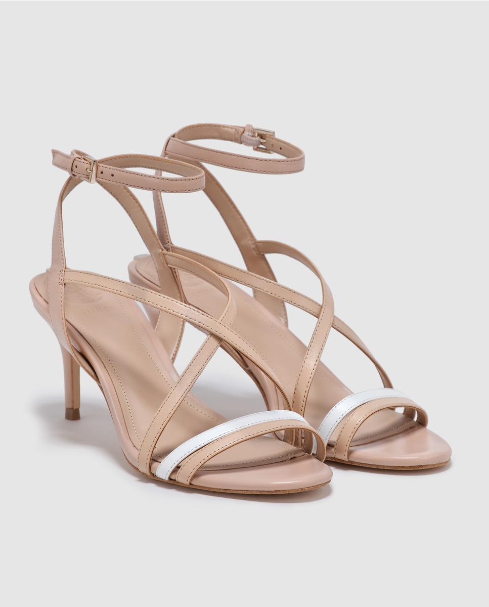 Guess Beige Strappy High-heel Sandals in Natural - Lyst
