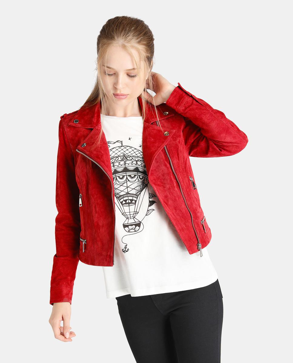 Vero Moda Red Suede Biker Jacket
