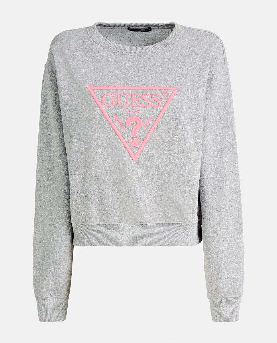 Guess Wo Oversized Slightly Cropped Sweatshirt in Grey - Lyst