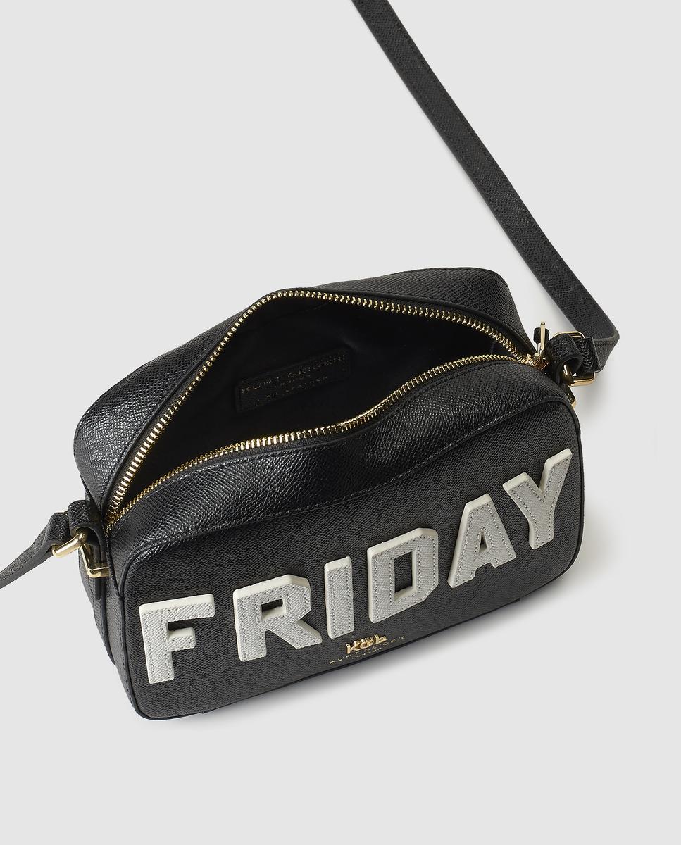 Small Black Leather Zip Crossbody Bag IUCN Water