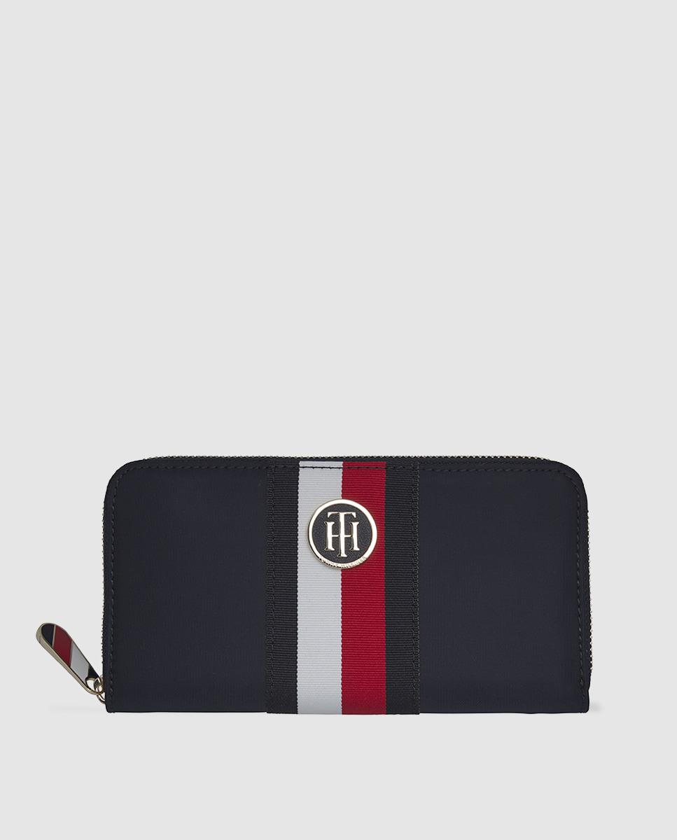 Tommy Hilfiger Synthetic Large Navy Blue Wallet With Brand Detail Lyst