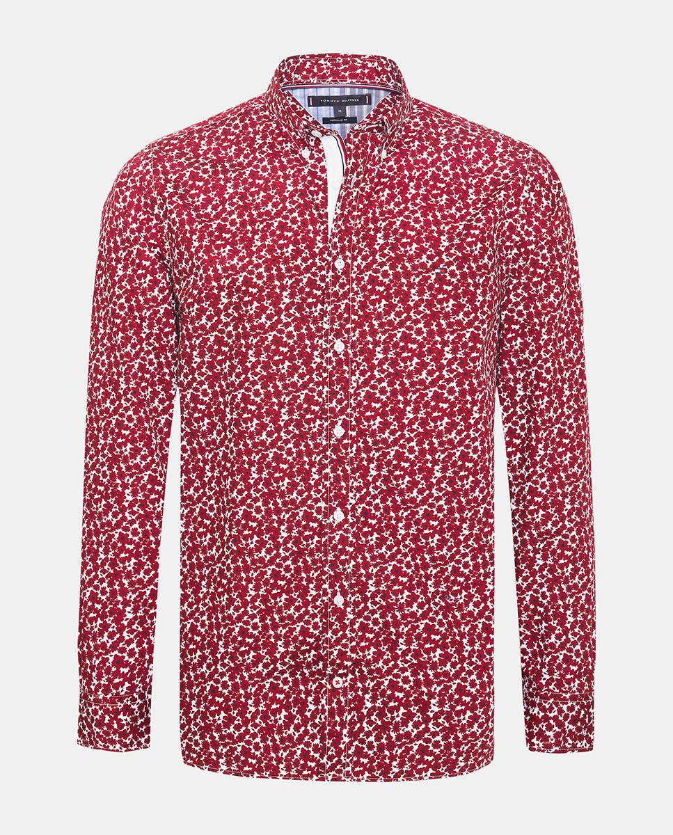Tommy Hilfiger Cotton Floral Print Slim Fit Shirt in Red for Men - Lyst
