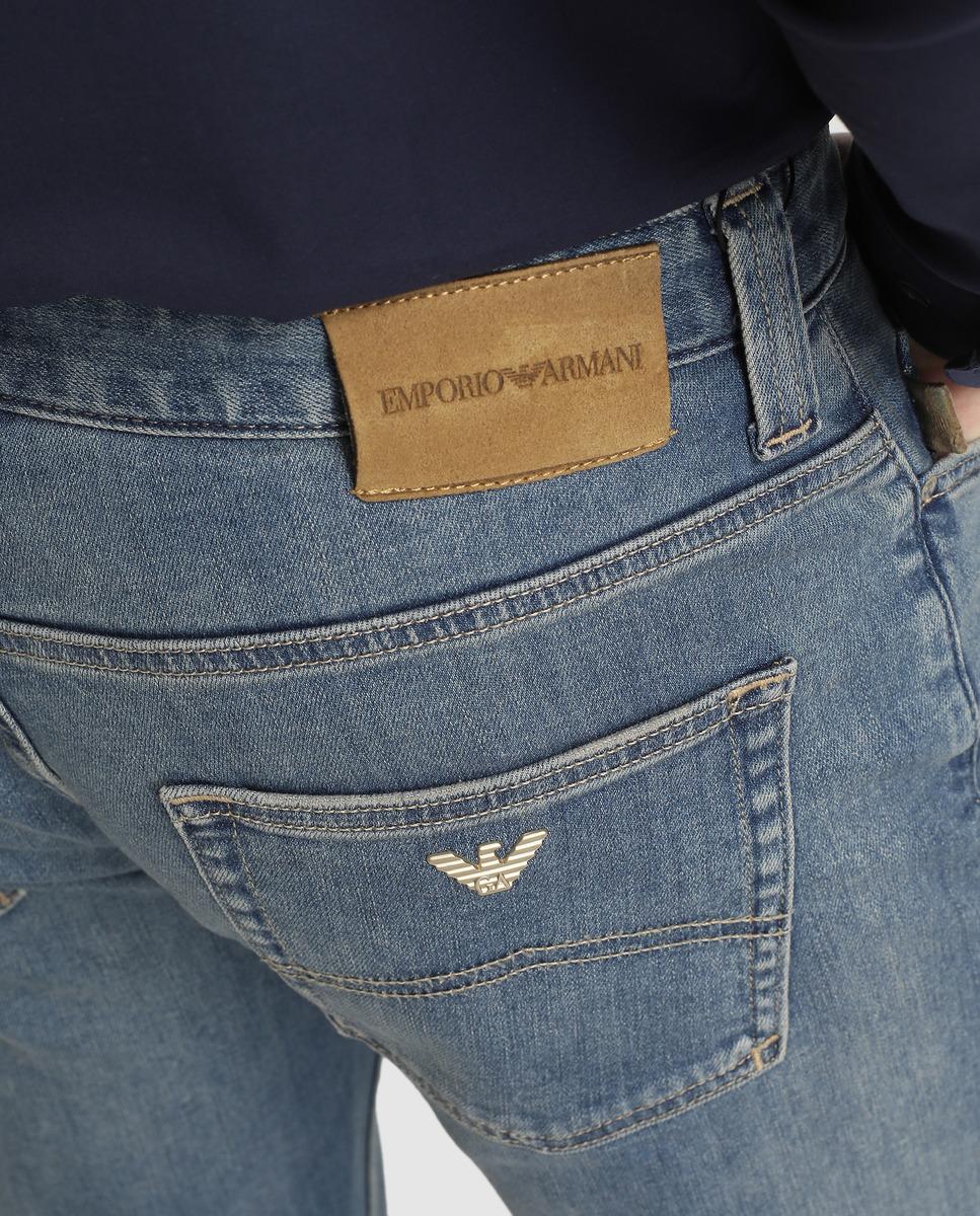 Emporio Armani Denim Regularfit Blue Jeans for Men Lyst