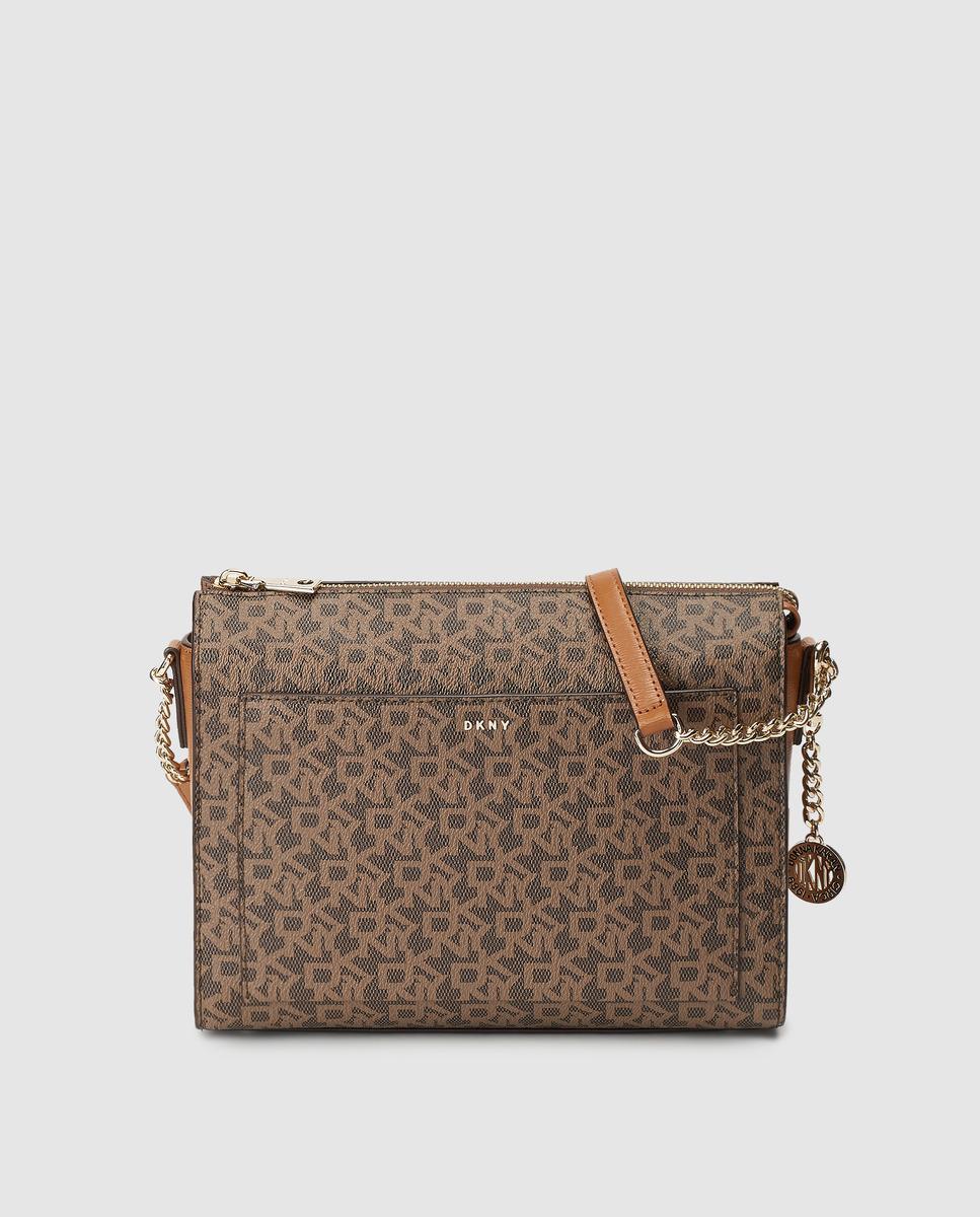 DKNY Dark Brown Crossbody Bag With Logo Print Lyst
