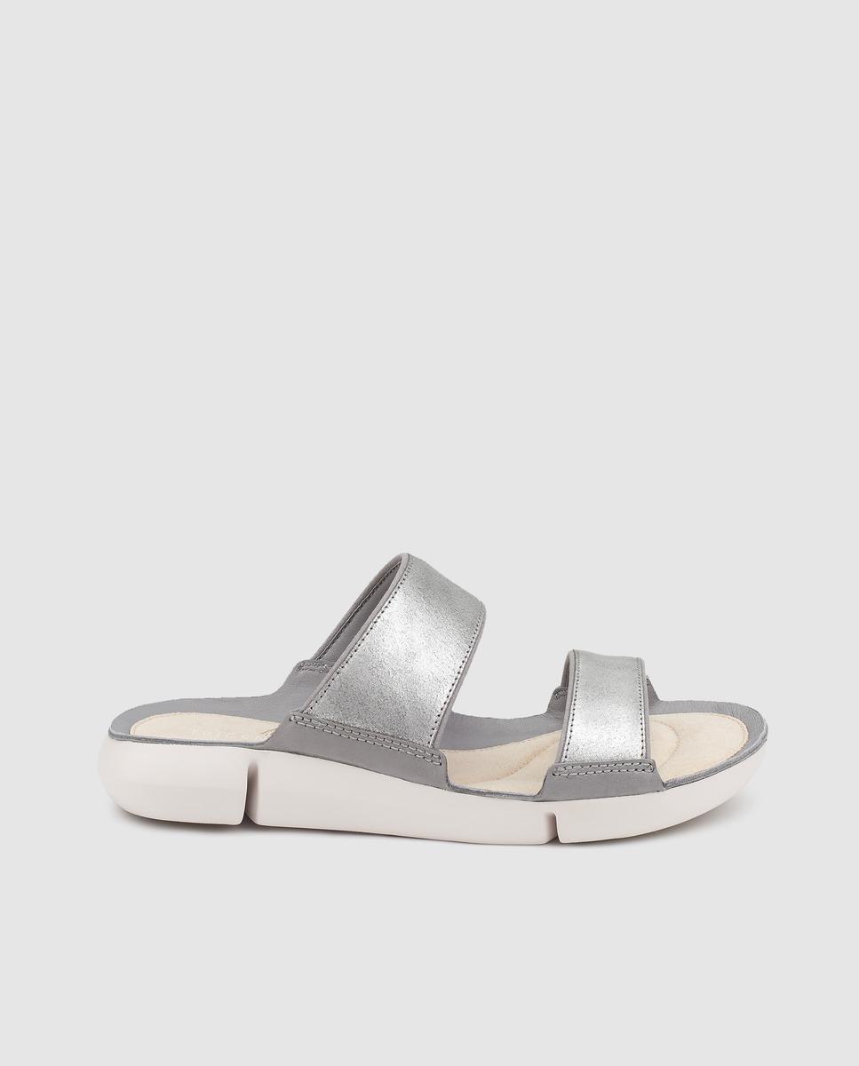 clarks silver flat sandals