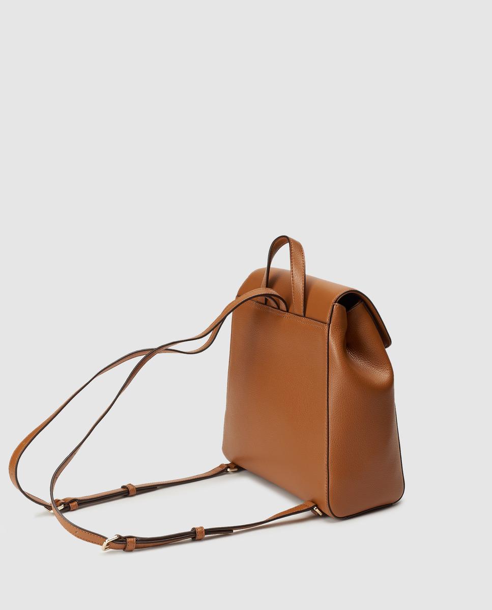 DKNY Camel-coloured Leather Backpack With Flap - Lyst