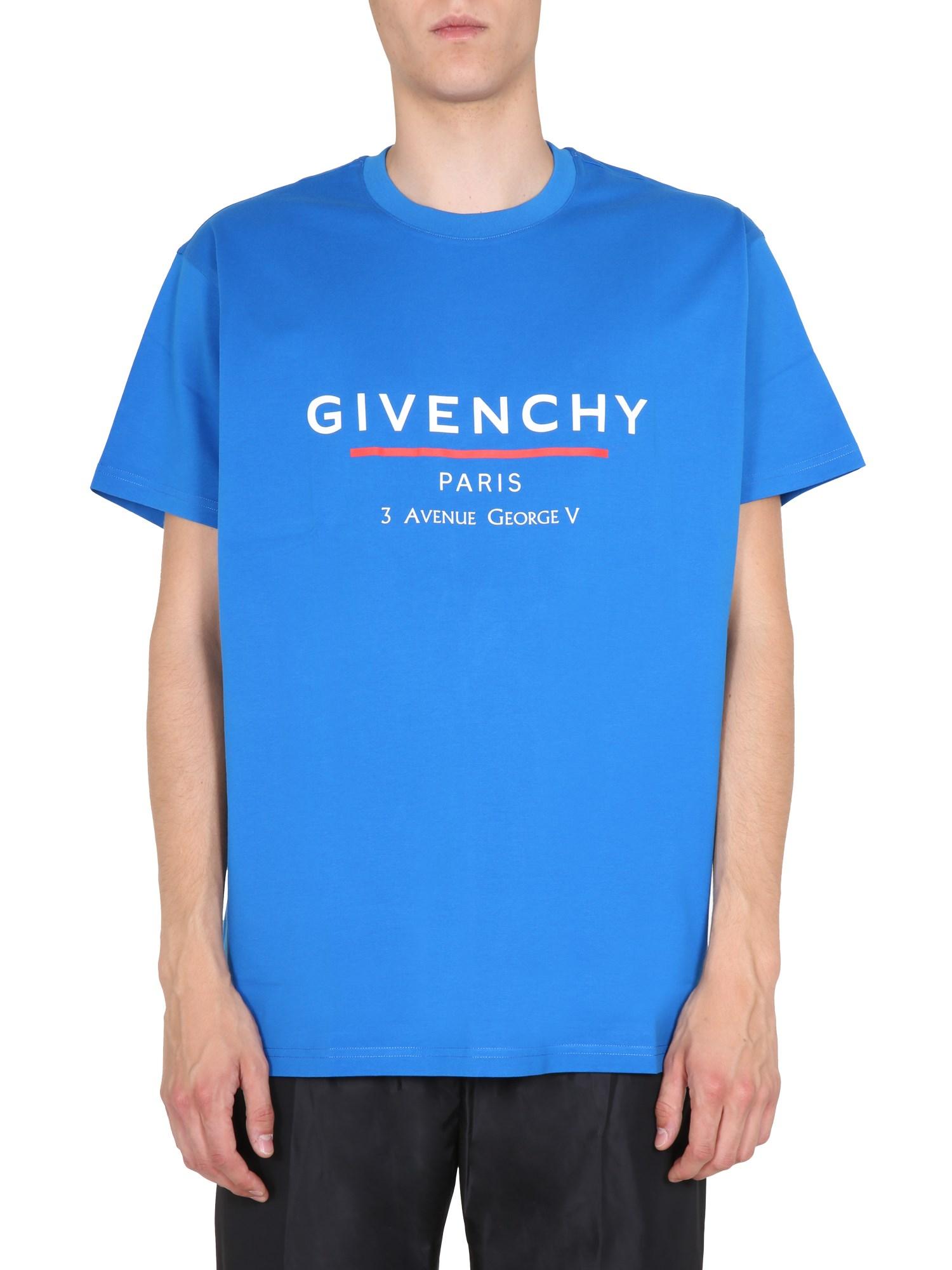 Givenchy Oversize Fit Cotton T-shirt With Logo in Blue for Men - Lyst