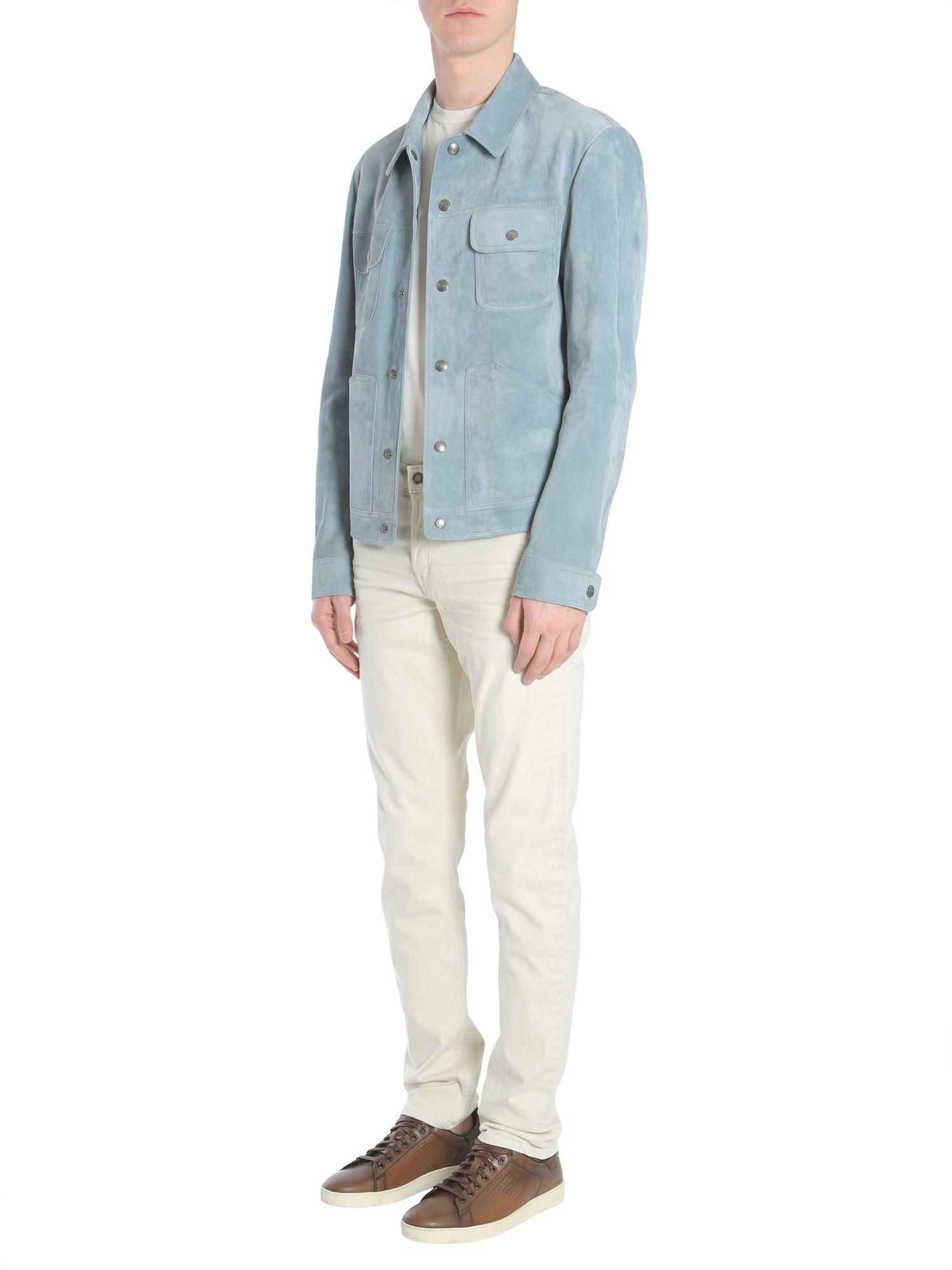 light blue suede jacket