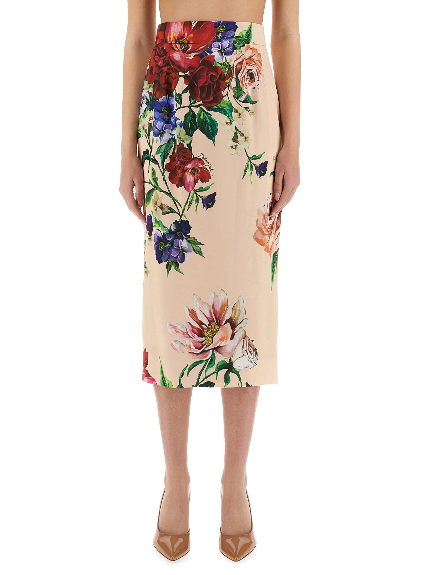 スカート Dolce & Gabbana Flower Print Satin Midi Pencil Skirt Dolce & Gabbana Flower Print Satin Midi Pencil Skirt | Lyst