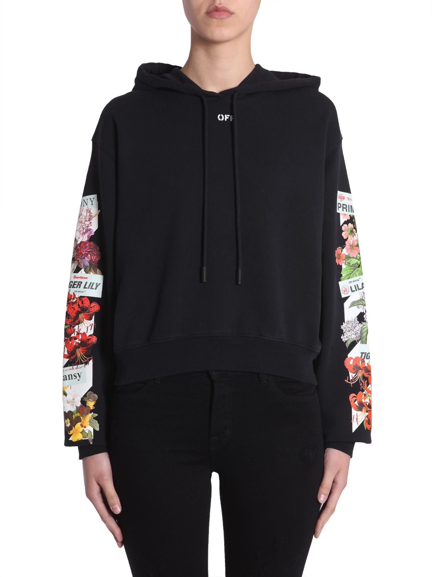 off white black flower hoodie