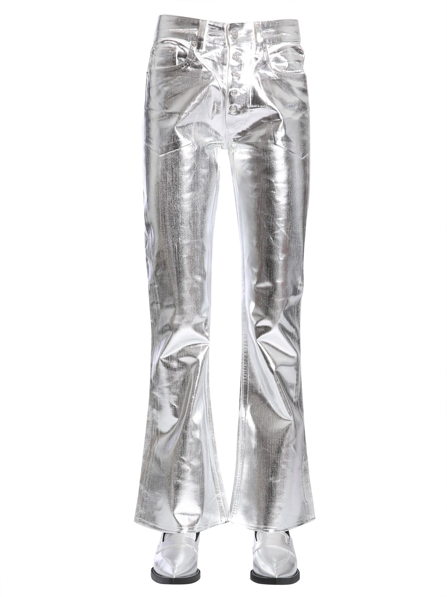 MM6 by Maison Martin Margiela Denim Cropped Flare Jeans With Metallic ...