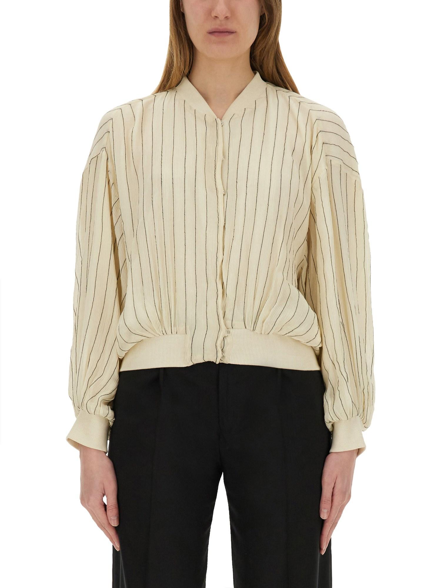 ブルゾン ALYSI SS25 SILK BOMBER JACKET (205912 P5219MERIN) Alysi Silk Bomber Jacket in Natural | Lyst