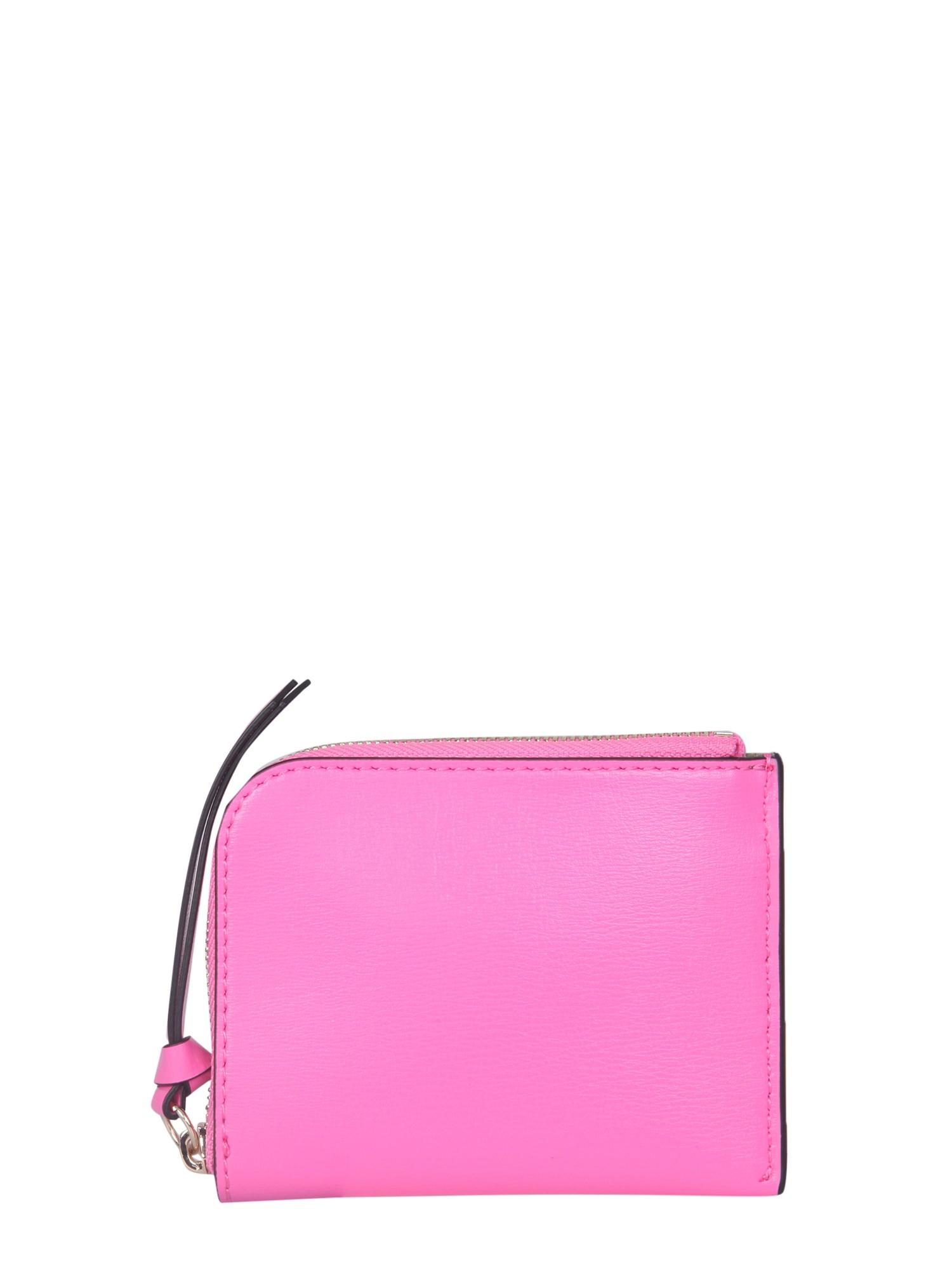 Ganni Leather Wallet in Pink | Lyst