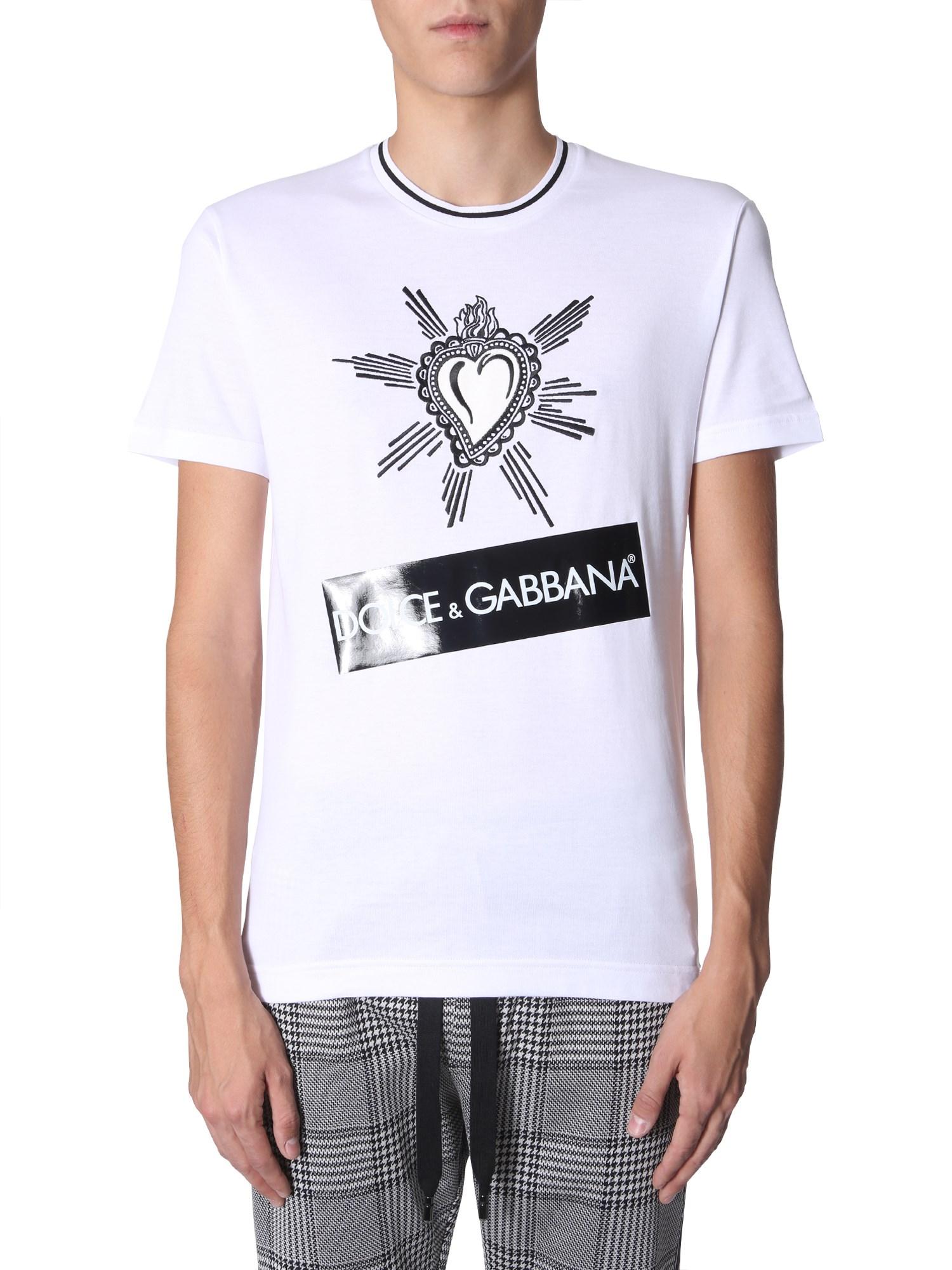 Dolce & Gabbana Heart Embroidered T-shirt in White for Men - Lyst