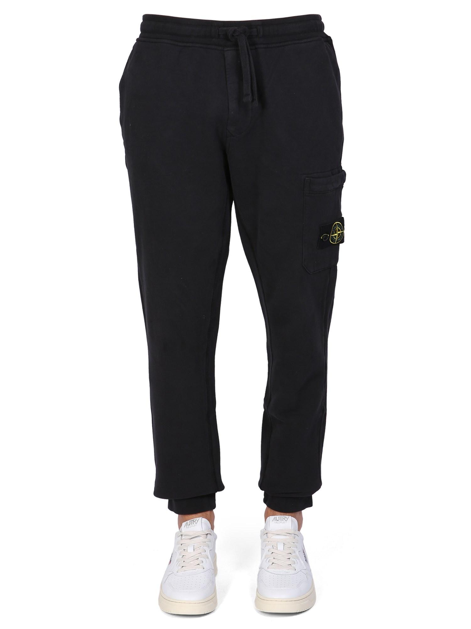 Stone Island Cotton JOGGING Pants With Compass Logo Patch in Black for Men  | Lyst