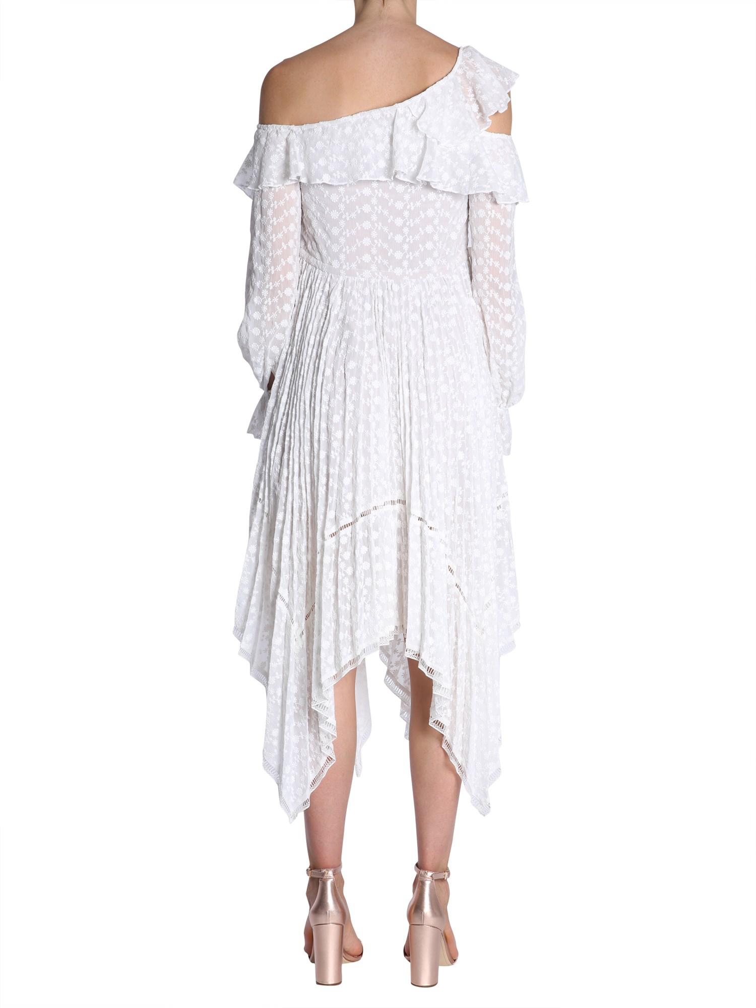 self portrait white daisy embroidered midi dress