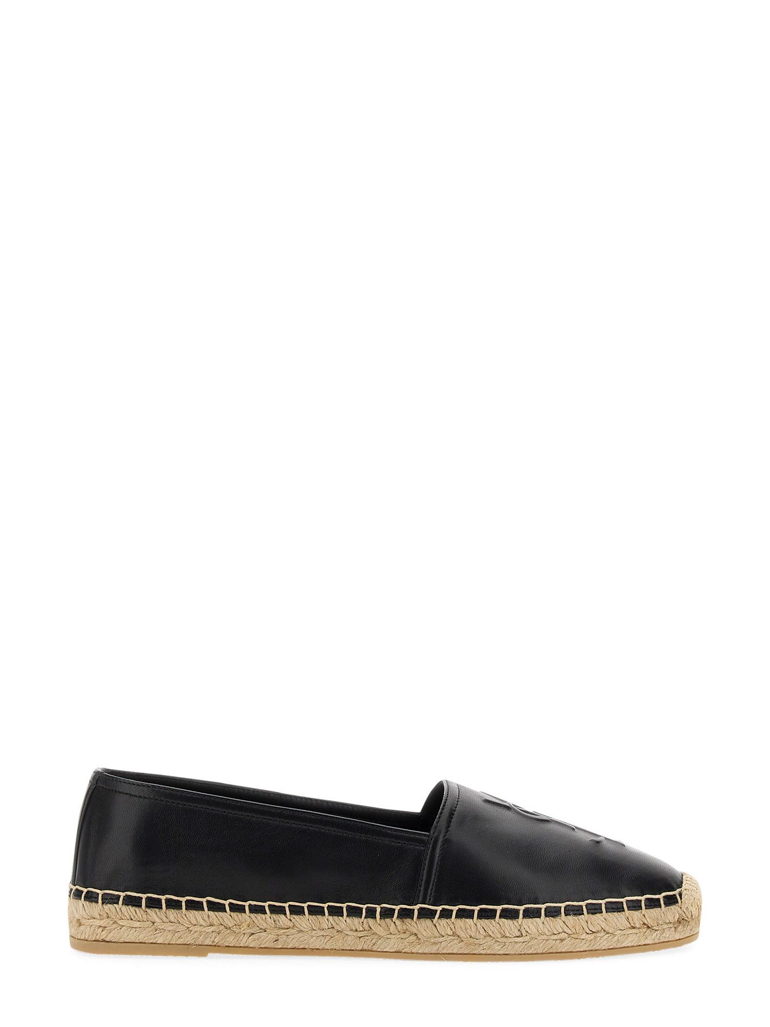 ★Saint Laurent★ Embossed monogram leather espadrille black Saint Laurent embossed-logo Leather Espadrilles | Black