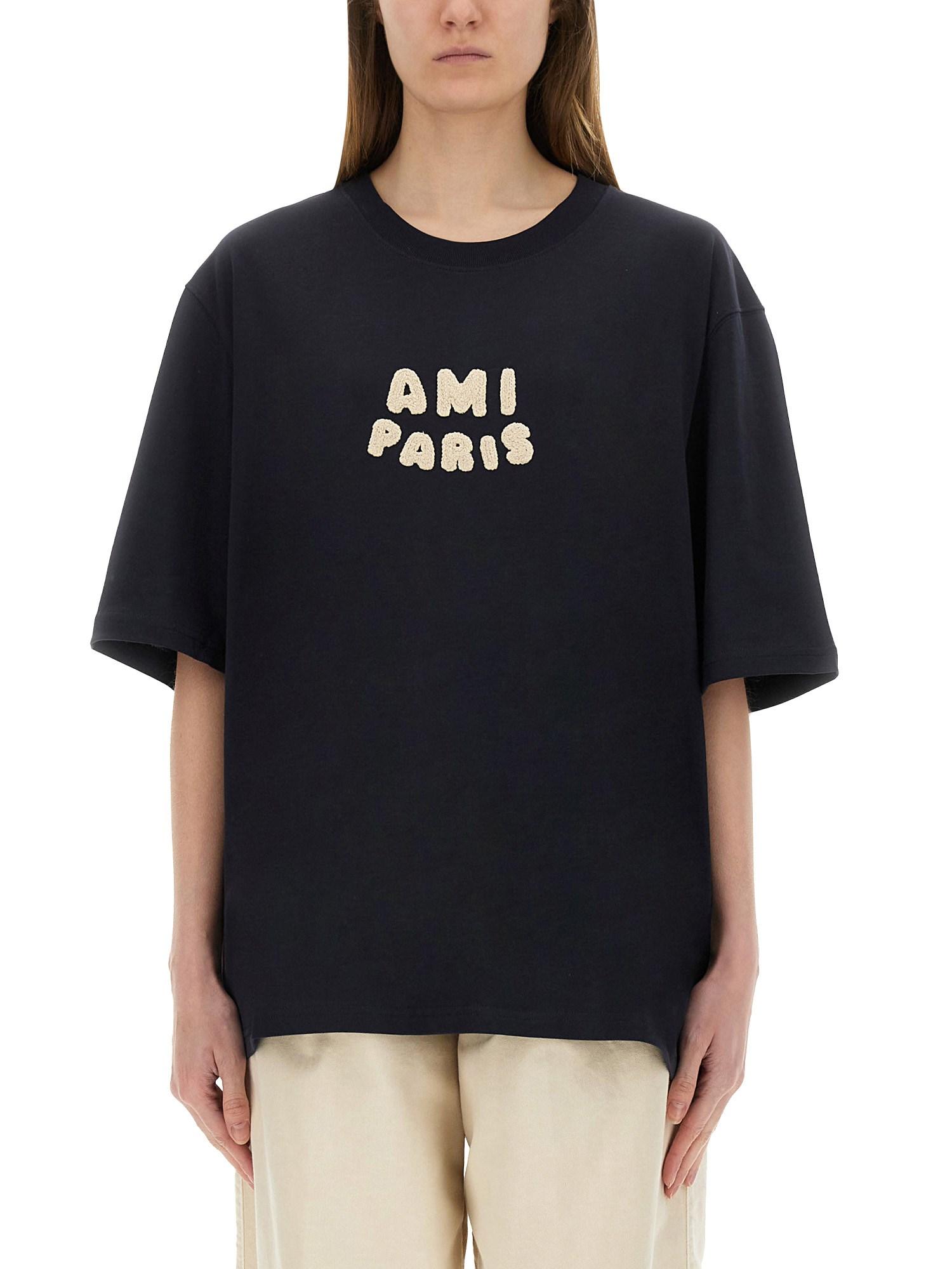 ★AMI PARIS LOGO PATCH T-SHIRT ロゴ パッチ Tシャツ AMI Paris logo-patch T-shirt | Neutrals | FARFETCH