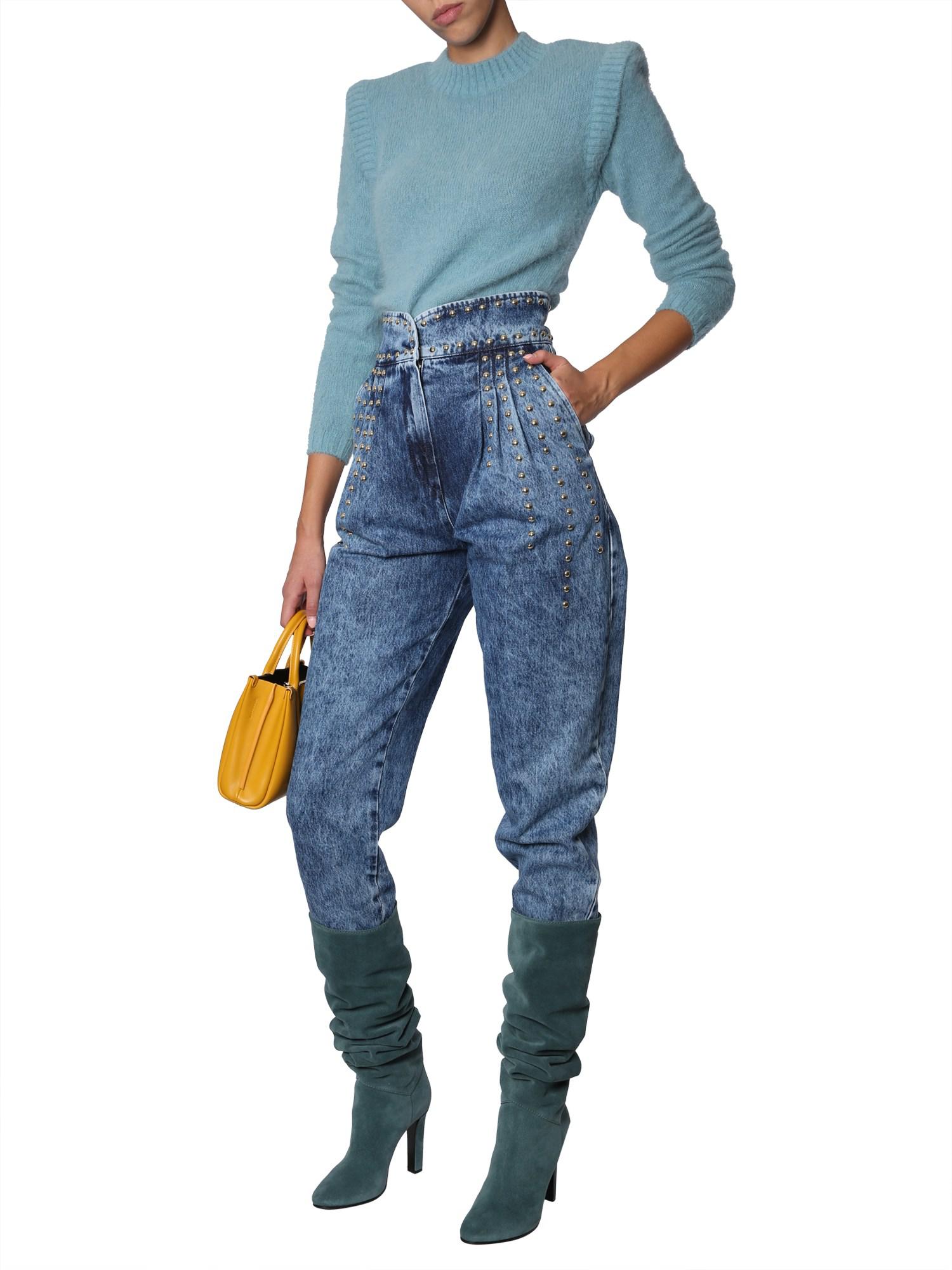 alberta ferretti studded jeans