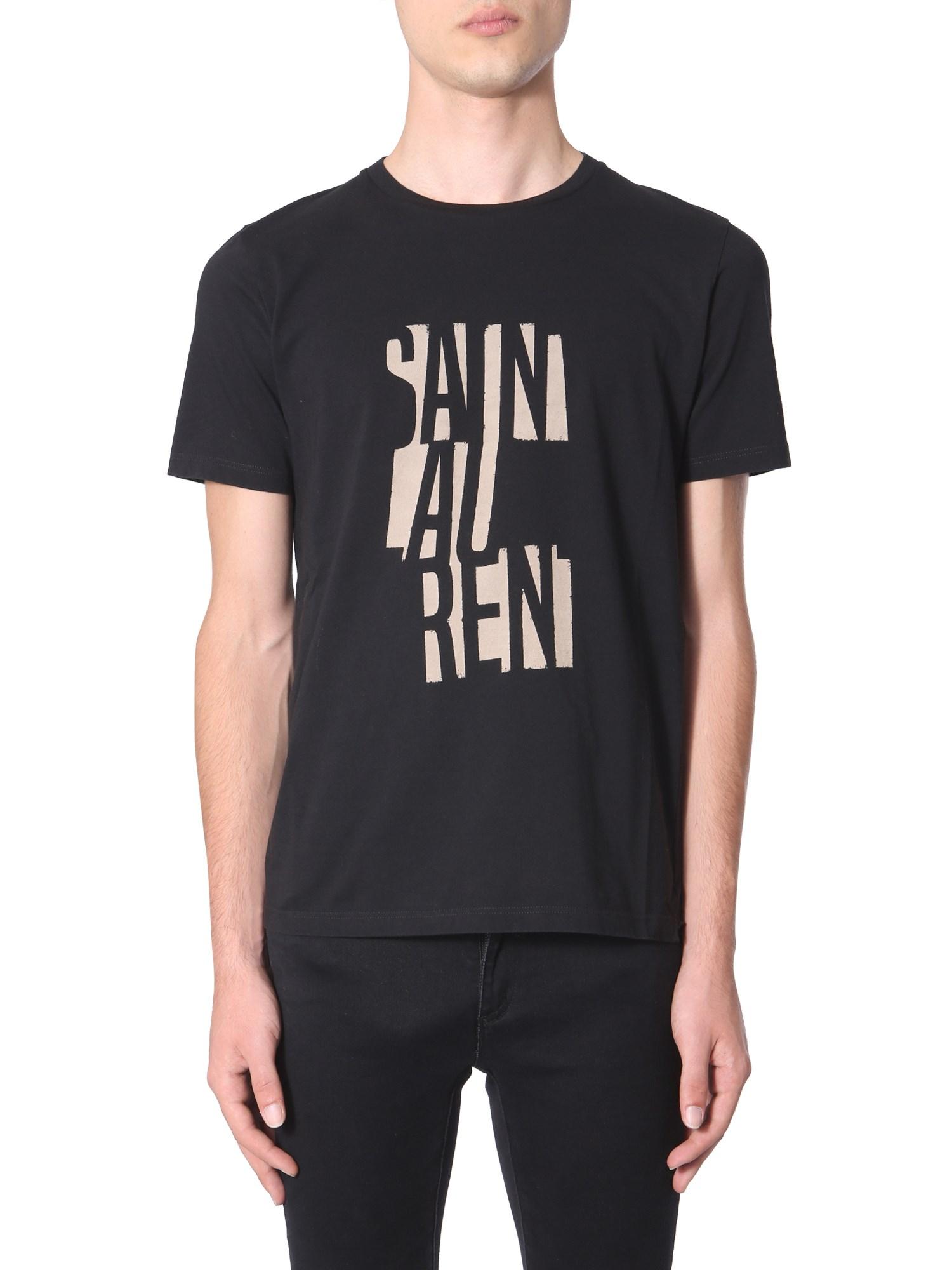 Saint Laurent Tshirt With Poster Print in Black for Men Lyst