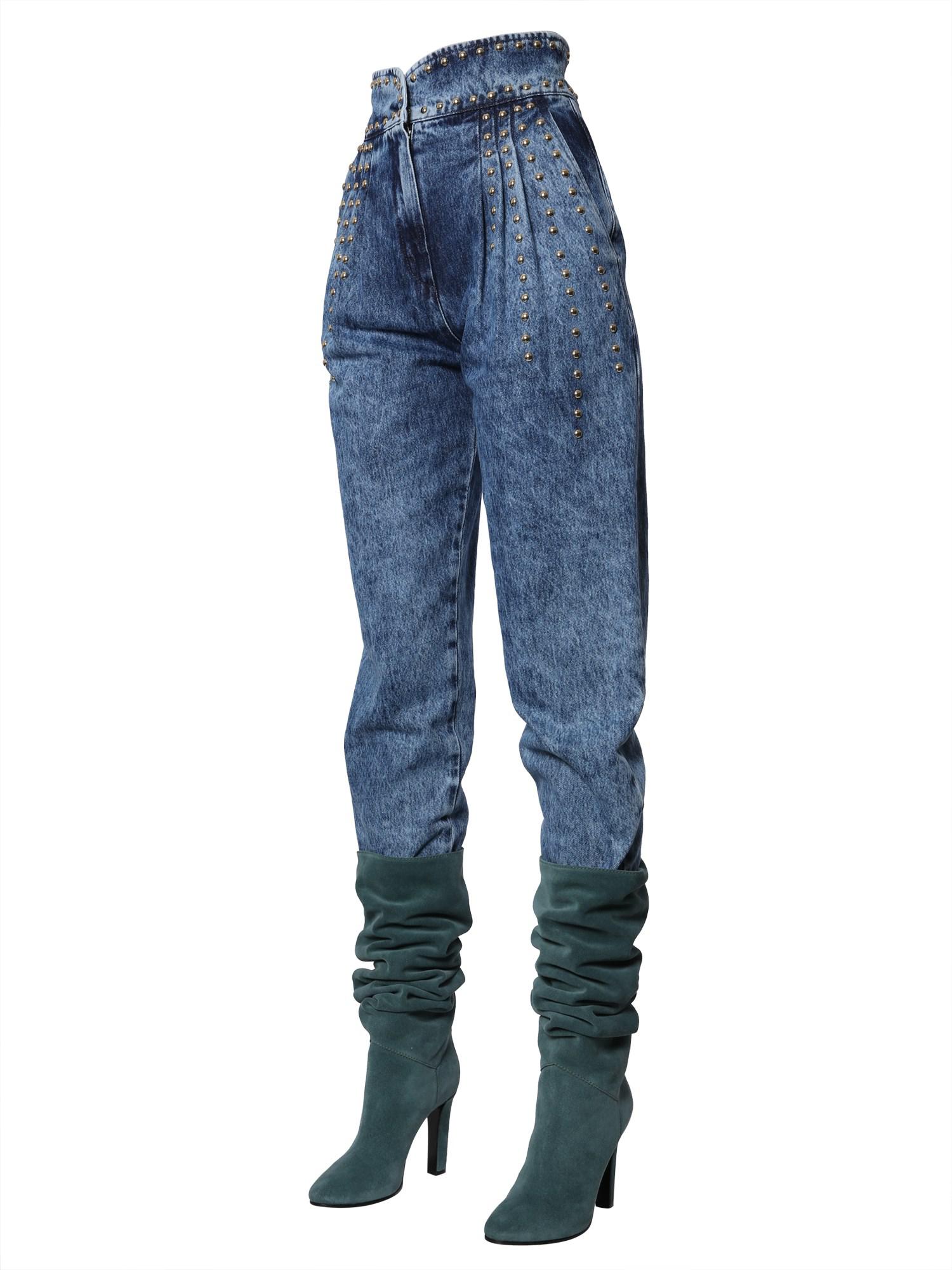 alberta ferretti studded jeans