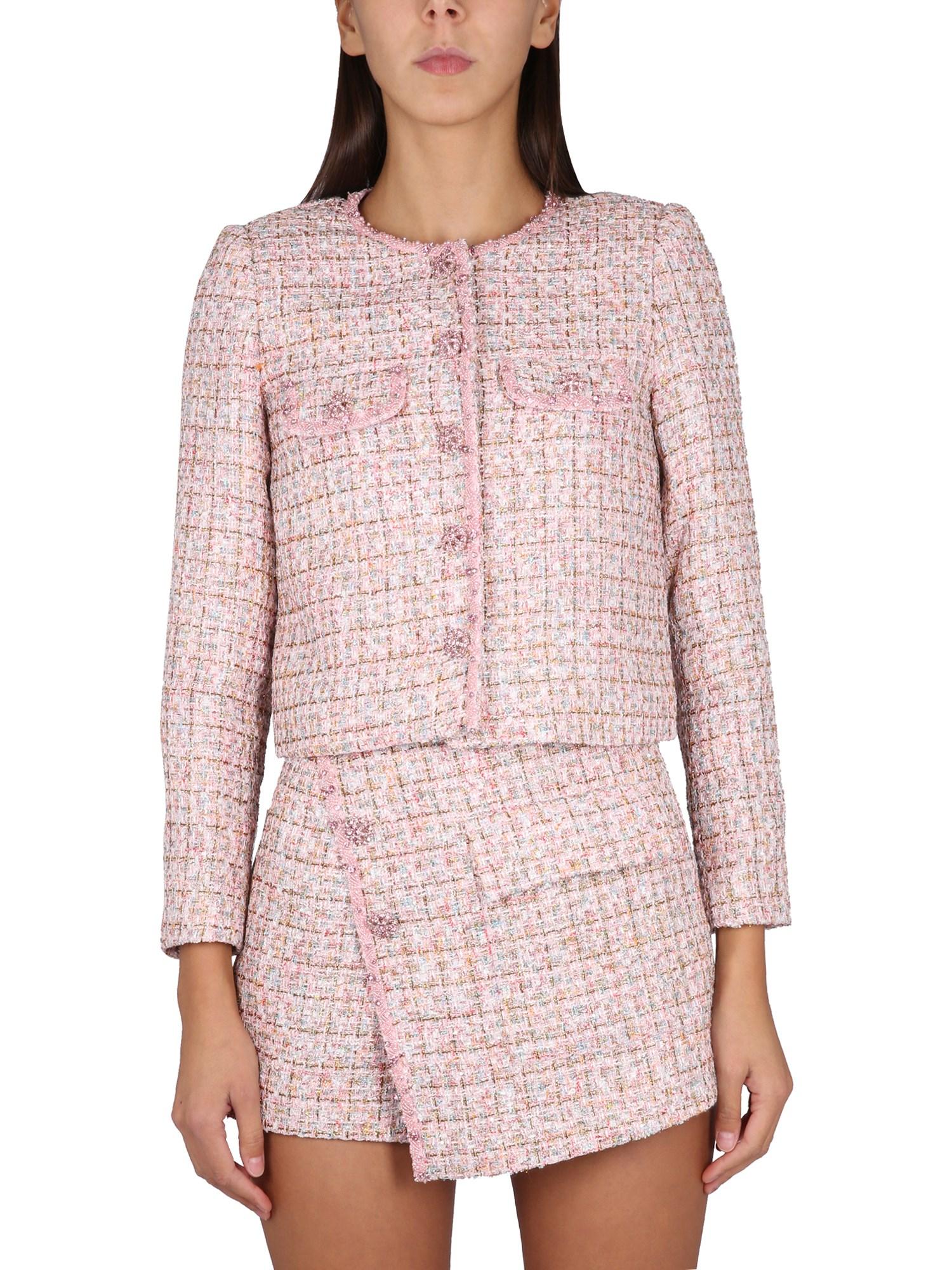 ジャケット Self Portrait Boucle Fabric Blazer With Jewel Buttons Self-Portrait Bouclé Blazer With Jewel Buttons In Blue