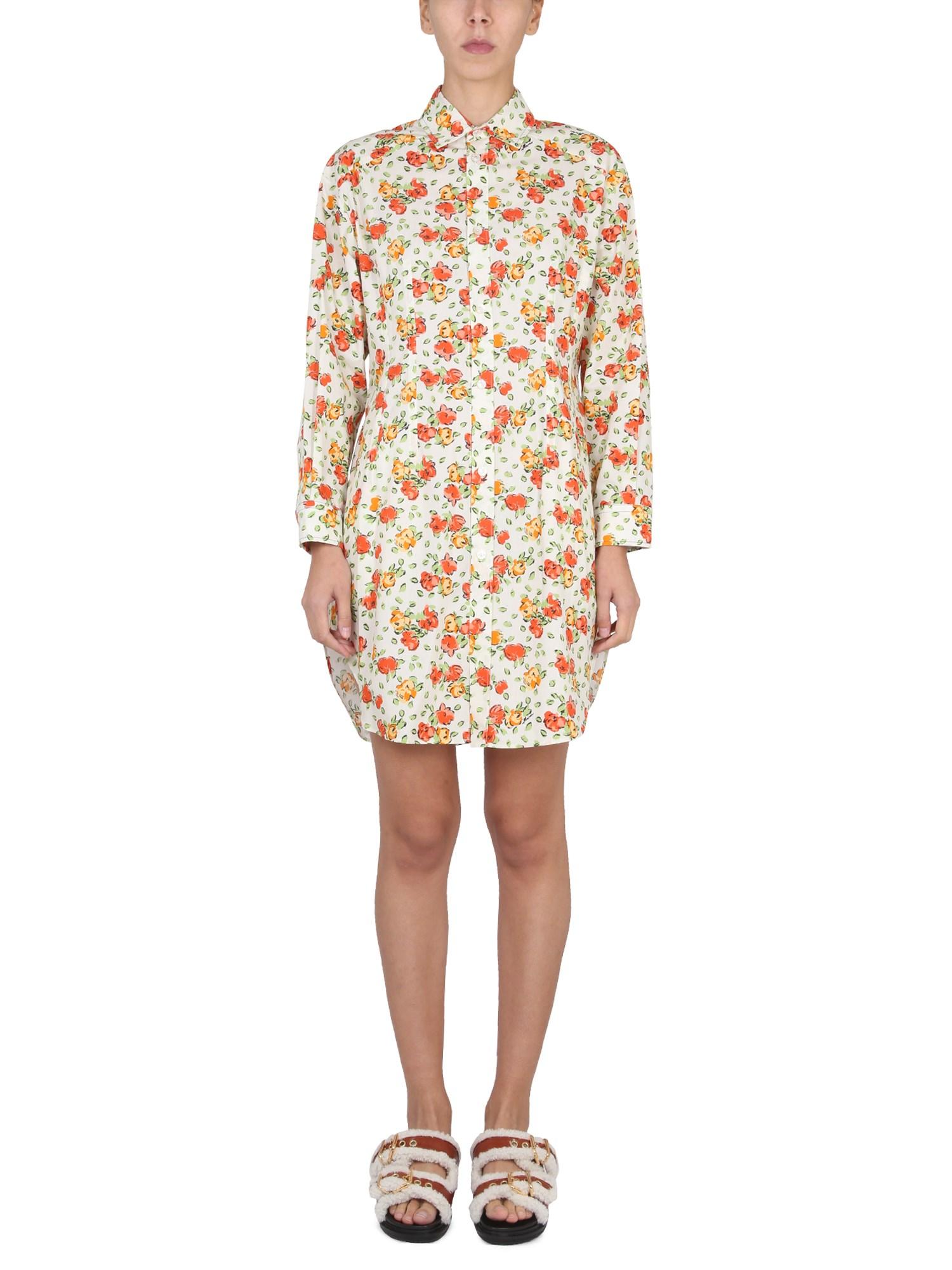 Marni Shirt Dress With Floral Pattern in Natural | Lyst