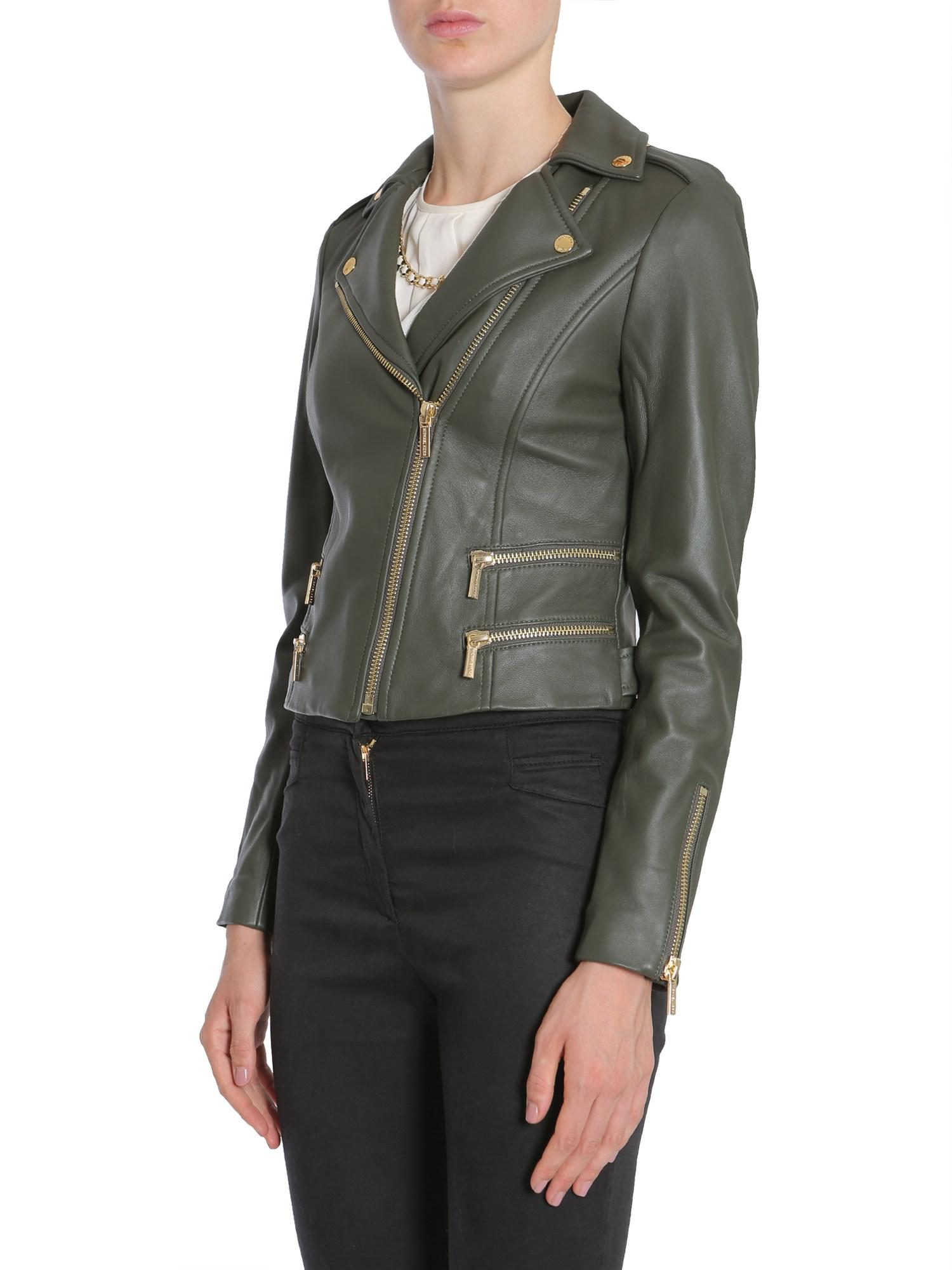 michael kors green leather jacket