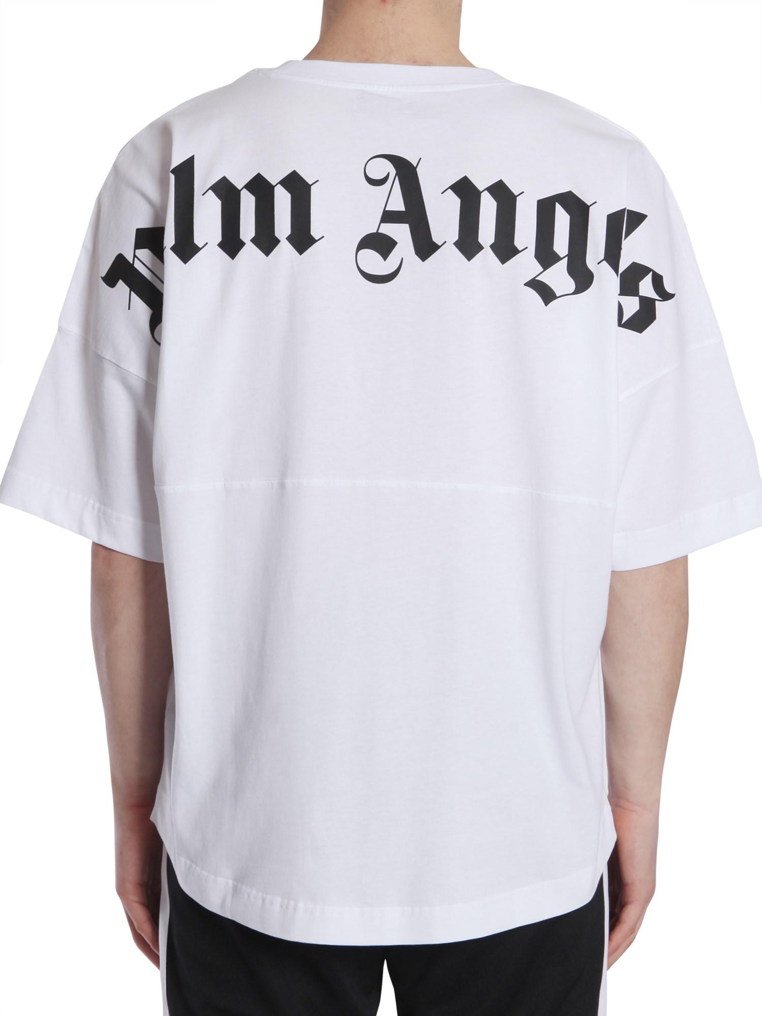 Palm Angels T-shirt Oversize Fit In Cotone Con Stampa Logo in White for