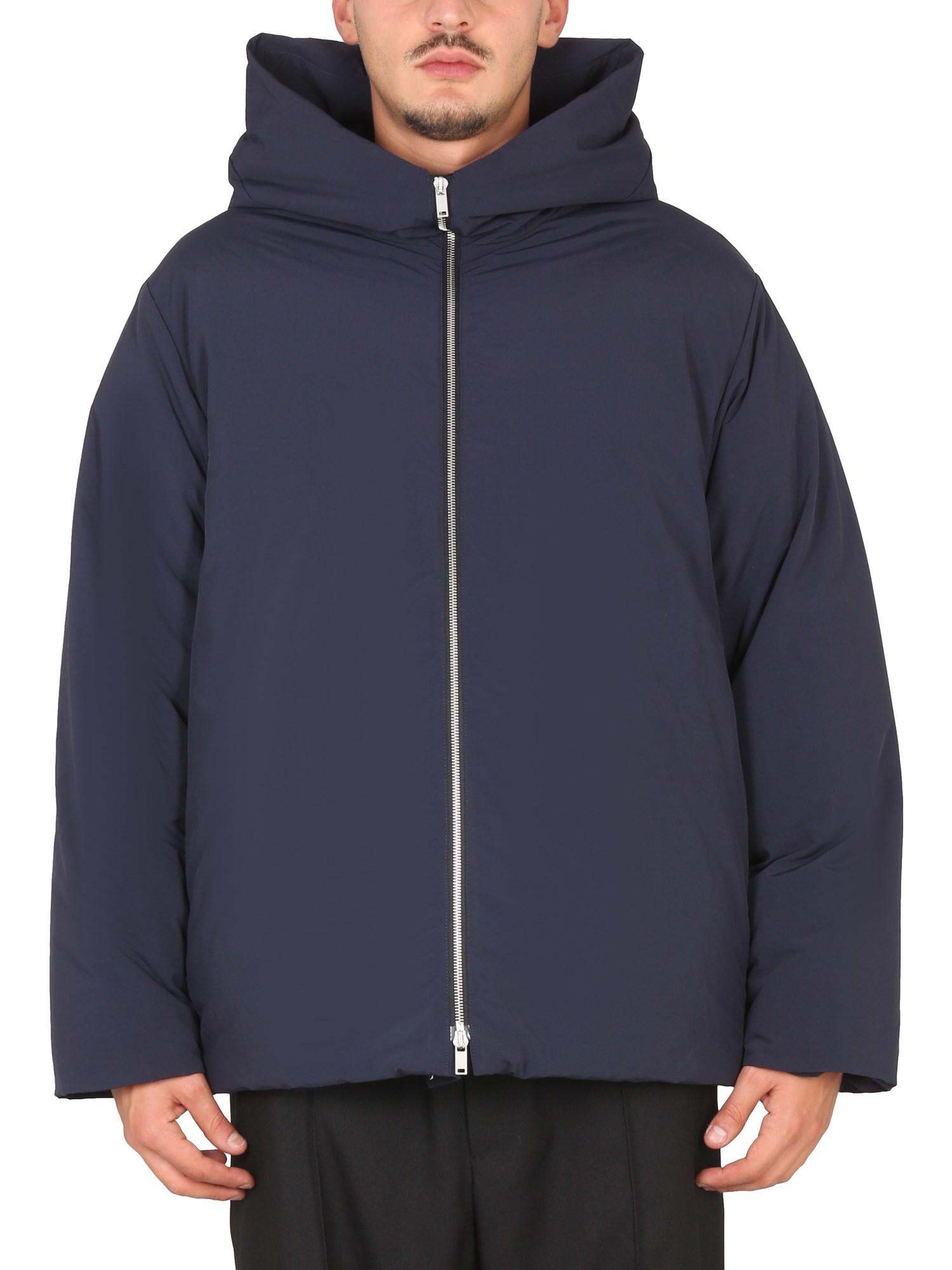 Jil Sander Hooded Down Jacket V in Blue for Men | Lyst