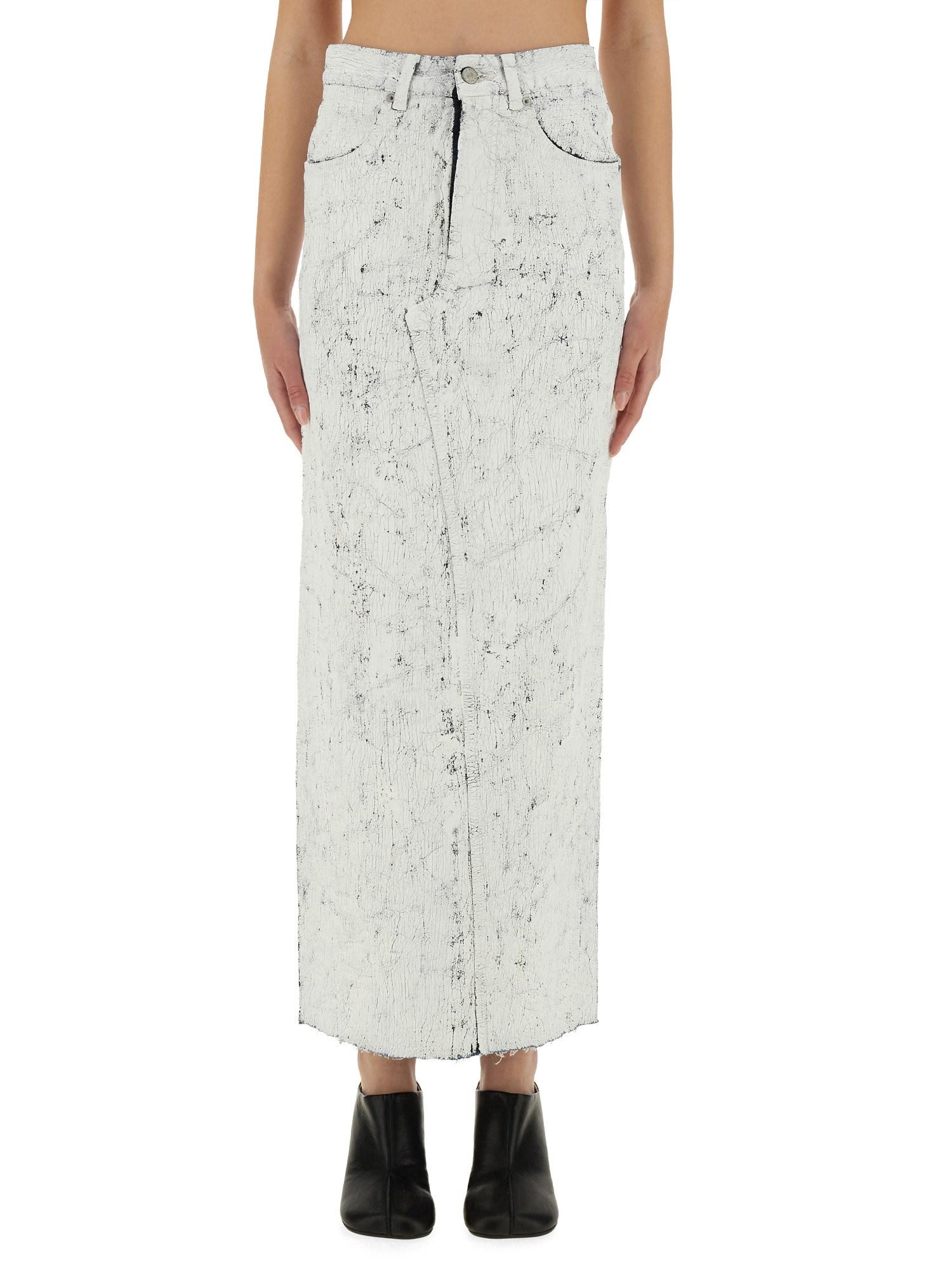 スカート MM6 MAISON MARGIELA HAND-PAINTED DENIM LONG SKIRT MM6 Maison Margiela Hand-painted Denim Long Skirt MM6 Maison