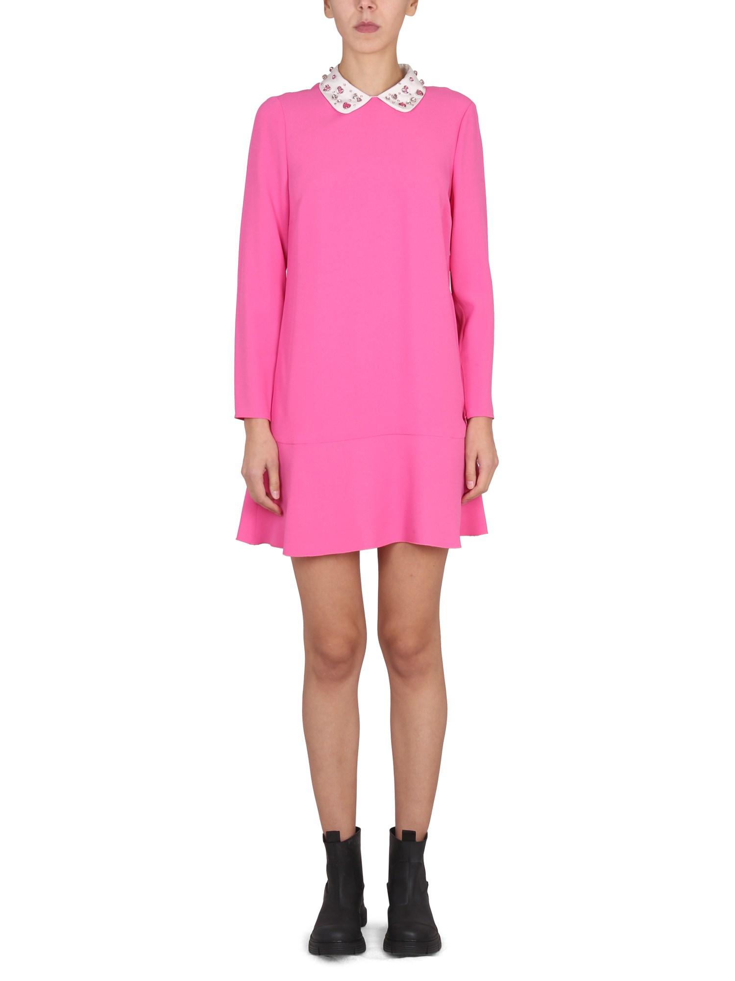 RED Valentino Crepe Envers Satin Dress With Rhinestone Embroidery in Pink |  Lyst