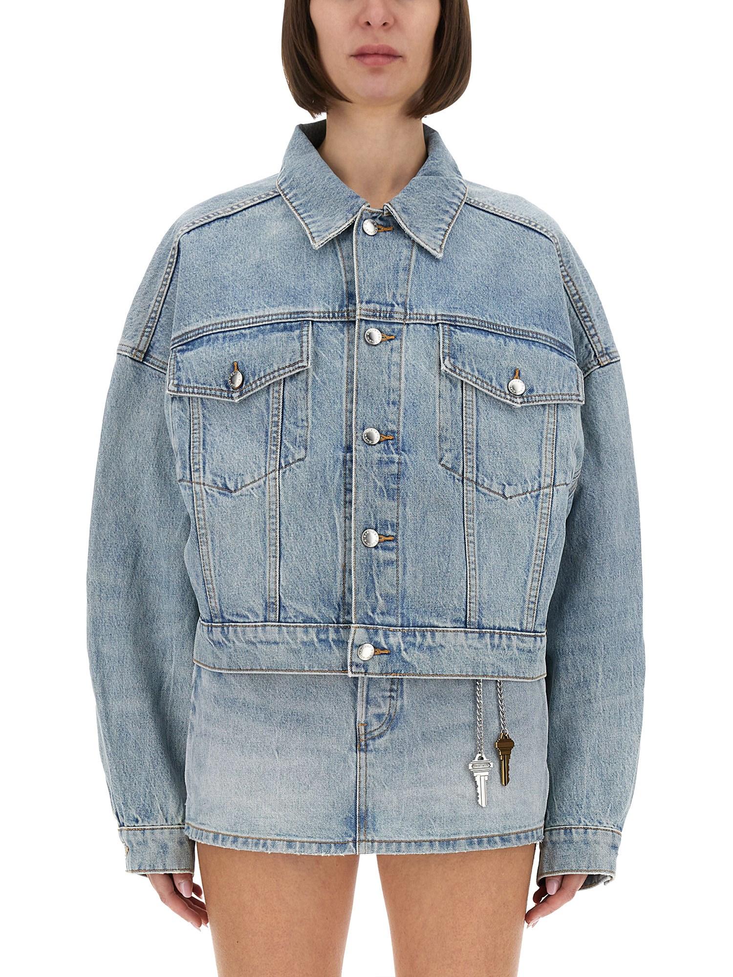 Alexander Wang Boxy Fit Denim Trucker Jacket in Blue | Lyst