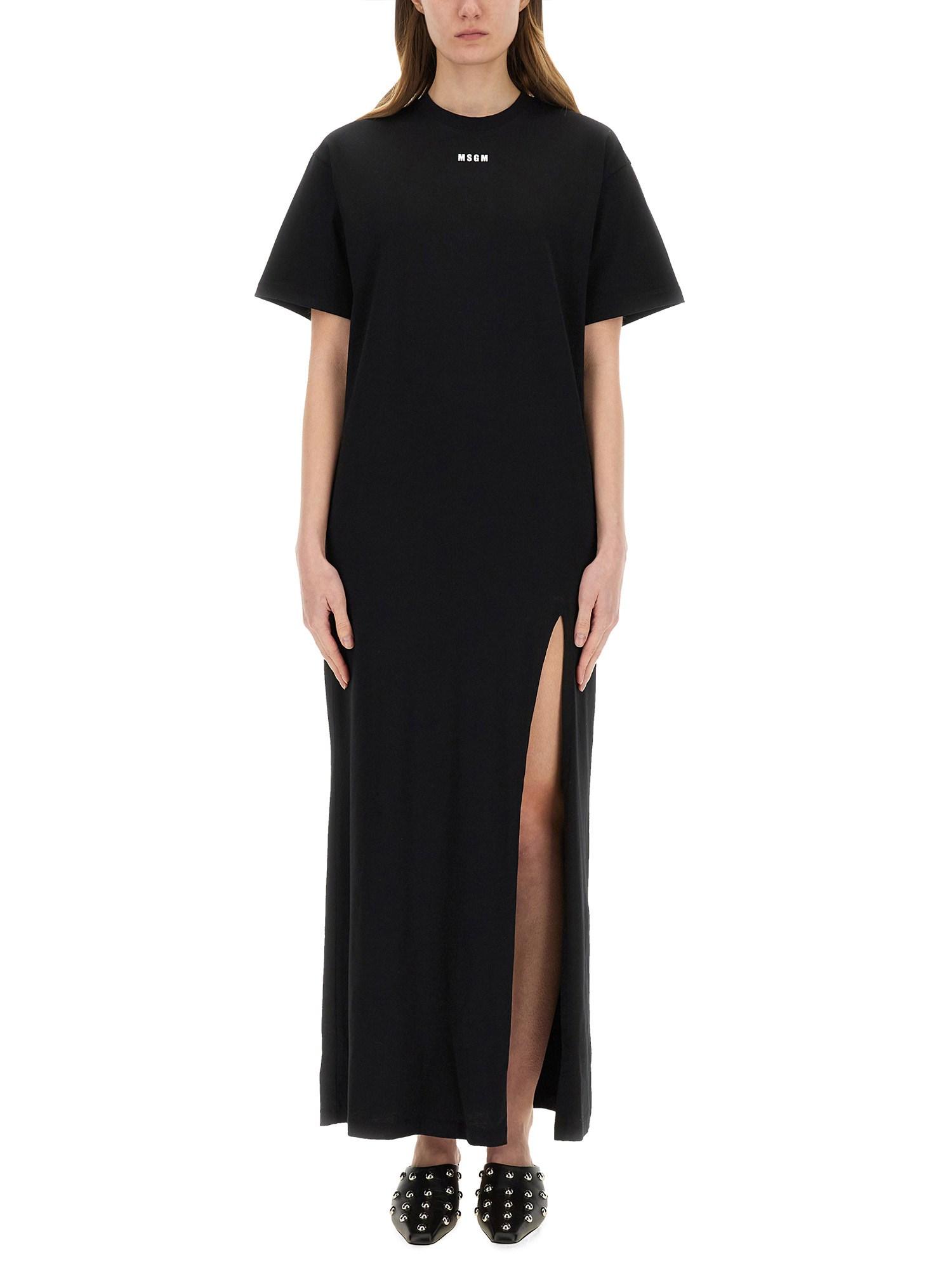 ワンピース Msgm Long Dress With Slit MSGM Maxi Dress With Side Slit in Black | Lyst