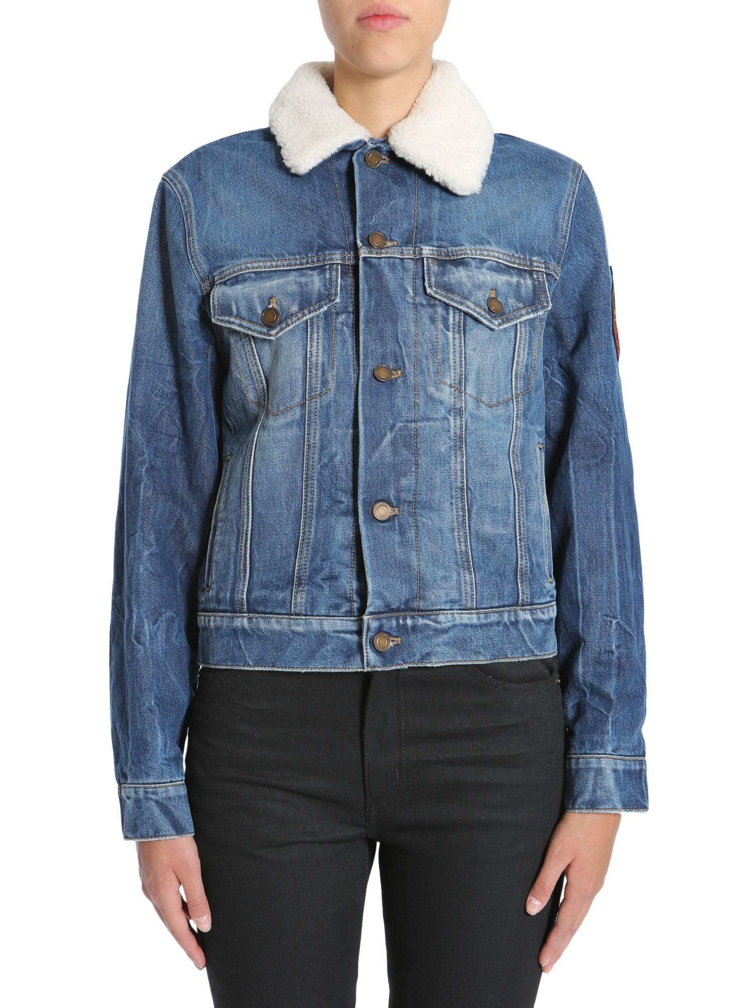 saint laurent shearling denim jacket