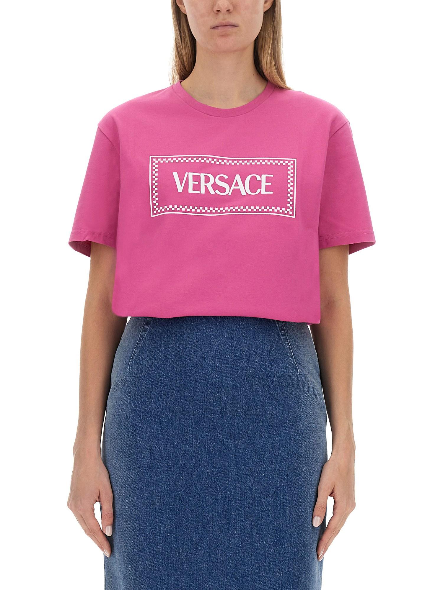 Versace Women´s Pink T-Shirt With ´90S Vintage Logo tops