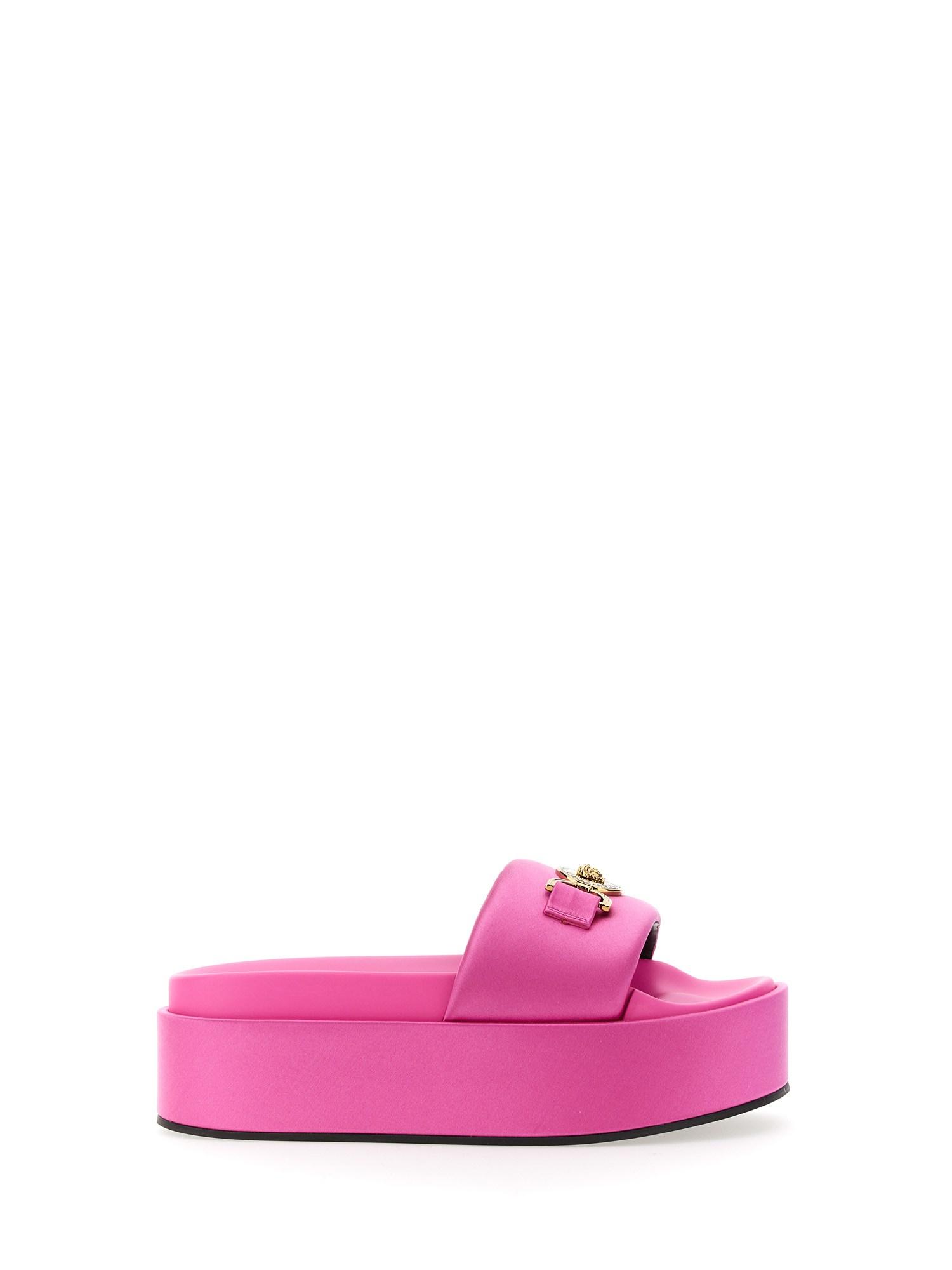 Versace Satin Medusa BIGGIE Platform Sandals in Pink | Lyst Canada