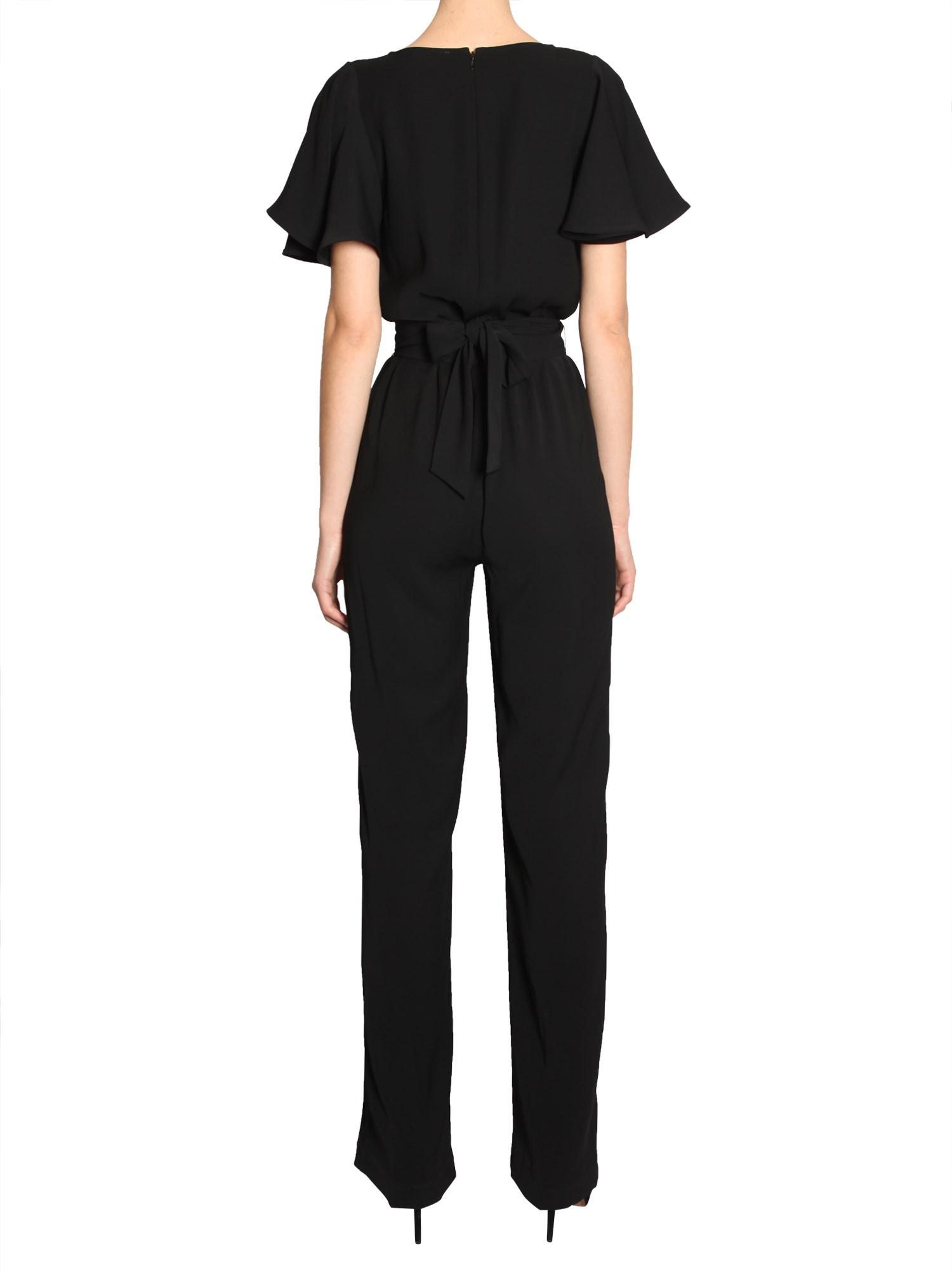 MICHAEL Michael Kors Synthetic V Collar Cady Jumpsuit in Black - Lyst