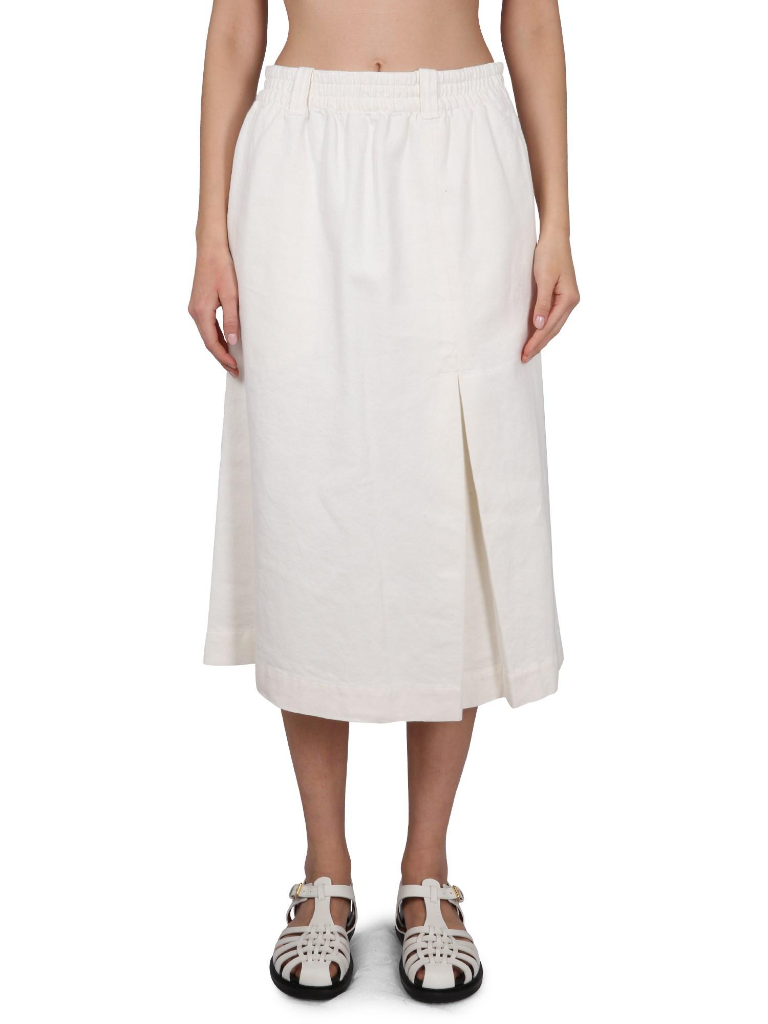 Margaret Howell Linen Midi Skirt in White | Lyst